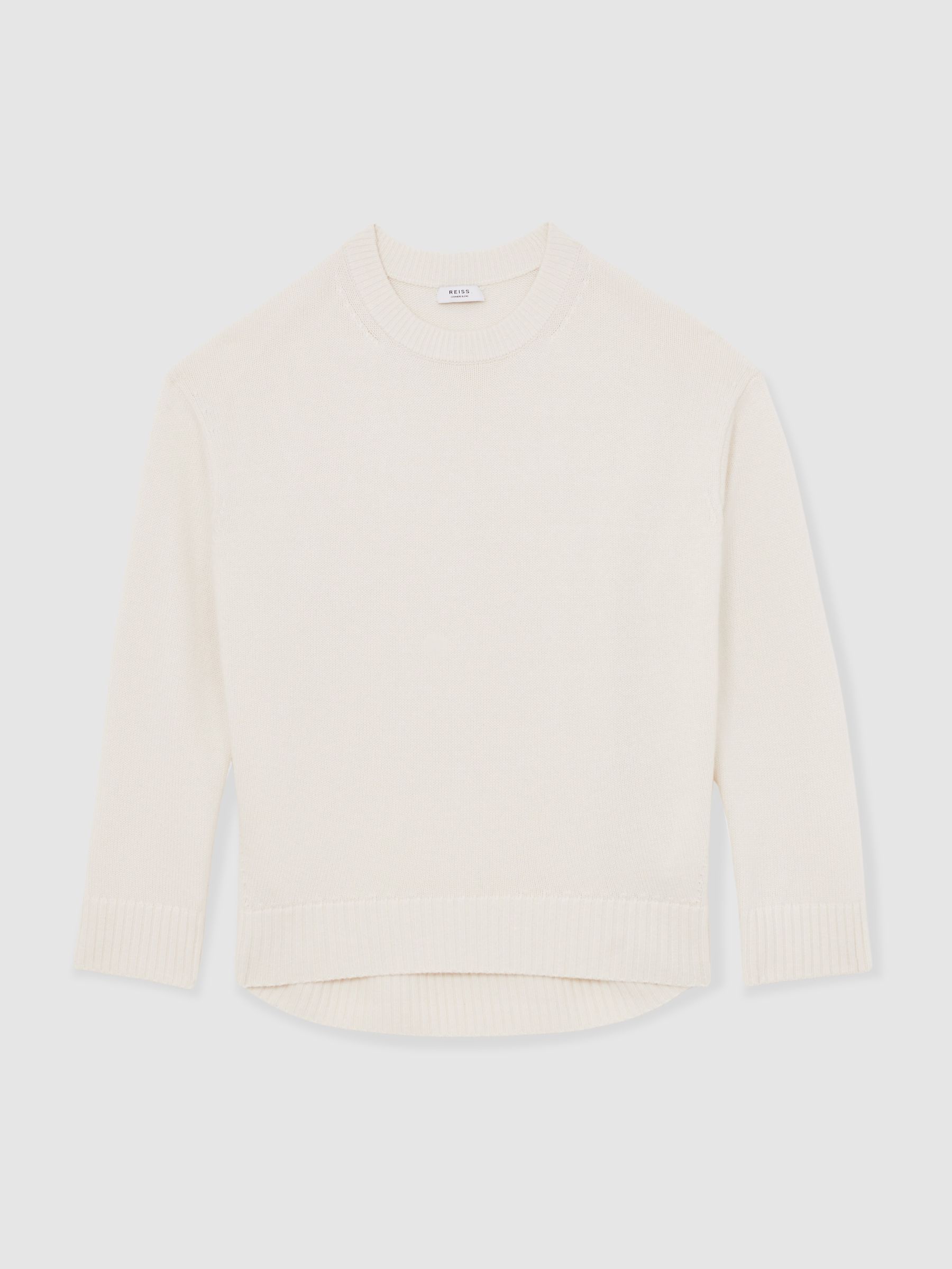Wool-Cashmere Crew-Neck Jumper in Cream - Image 3 of 8