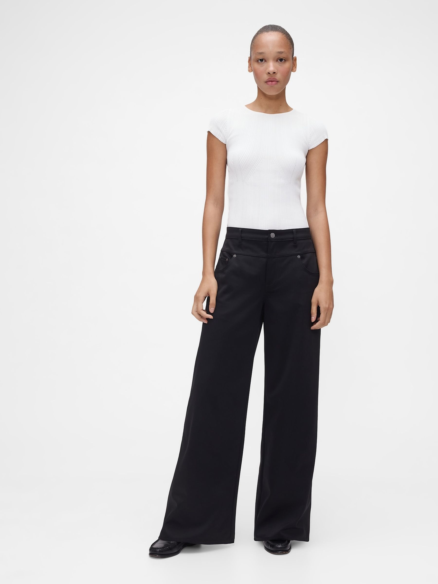GapStudio Black Low Rise Satin Baggy Trousers - Image 4 of 6