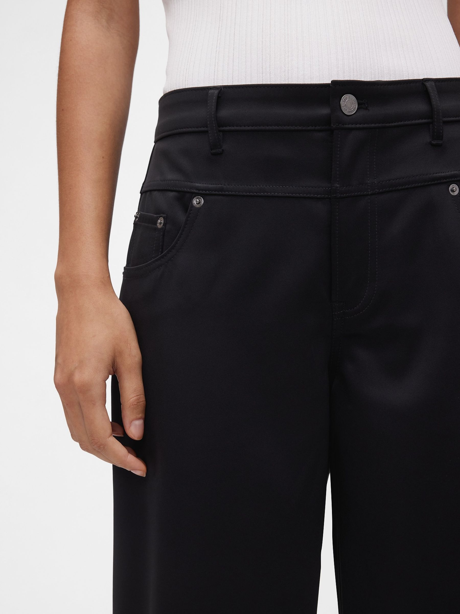 GapStudio Black Low Rise Satin Baggy Trousers - Image 5 of 6
