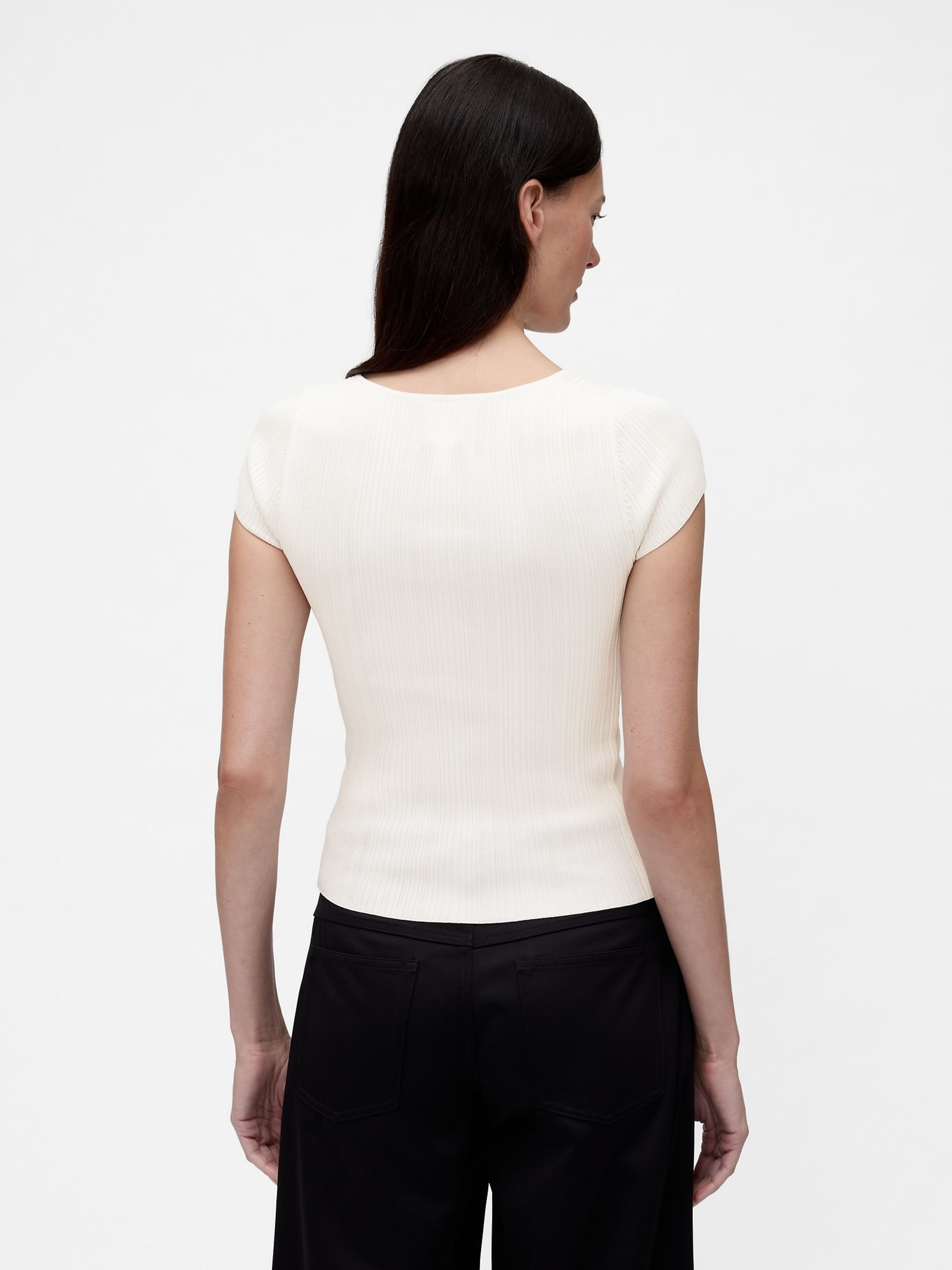 GapStudio White Rib T-Shirt - Image 2 of 5 GapStudio White Rib T-Shirt - Image 2 of 5