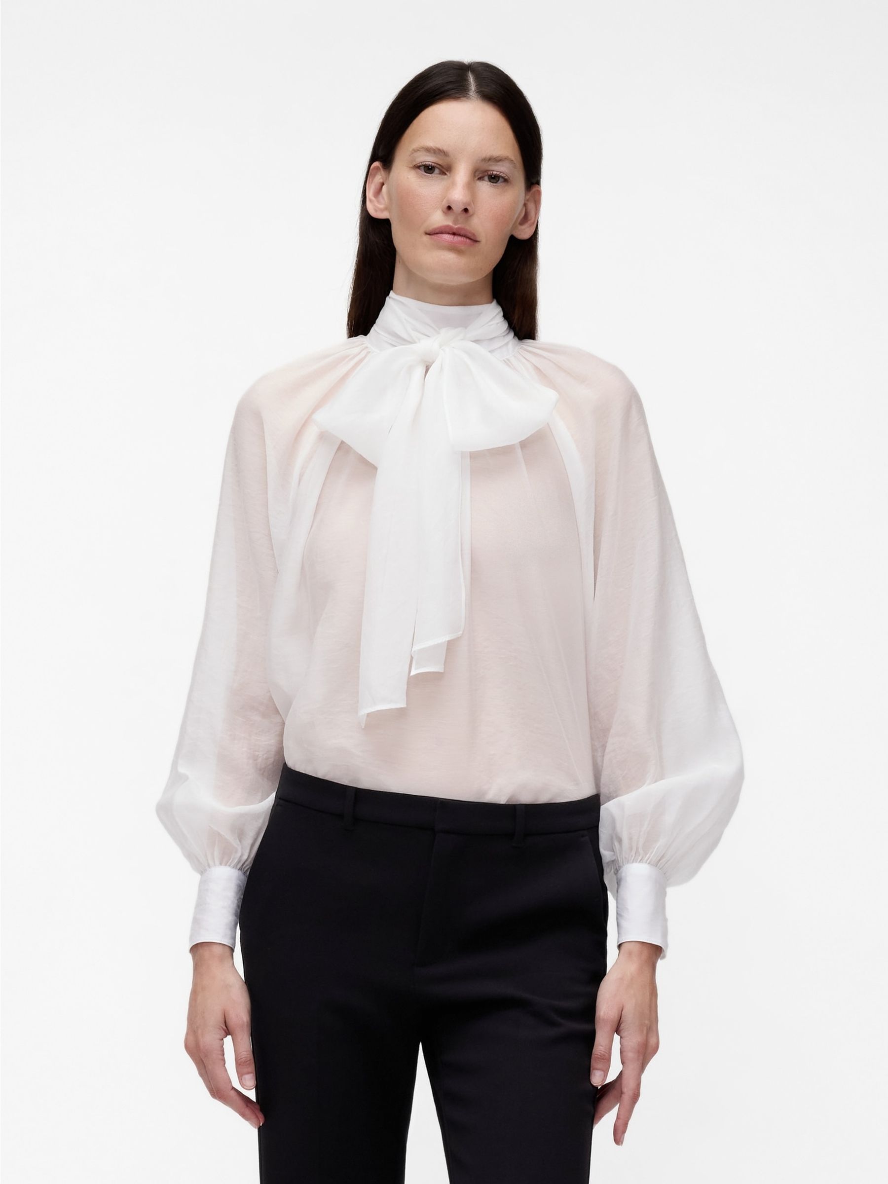 GapStudio White Sheer Bow Shirt - Image 1 of 4