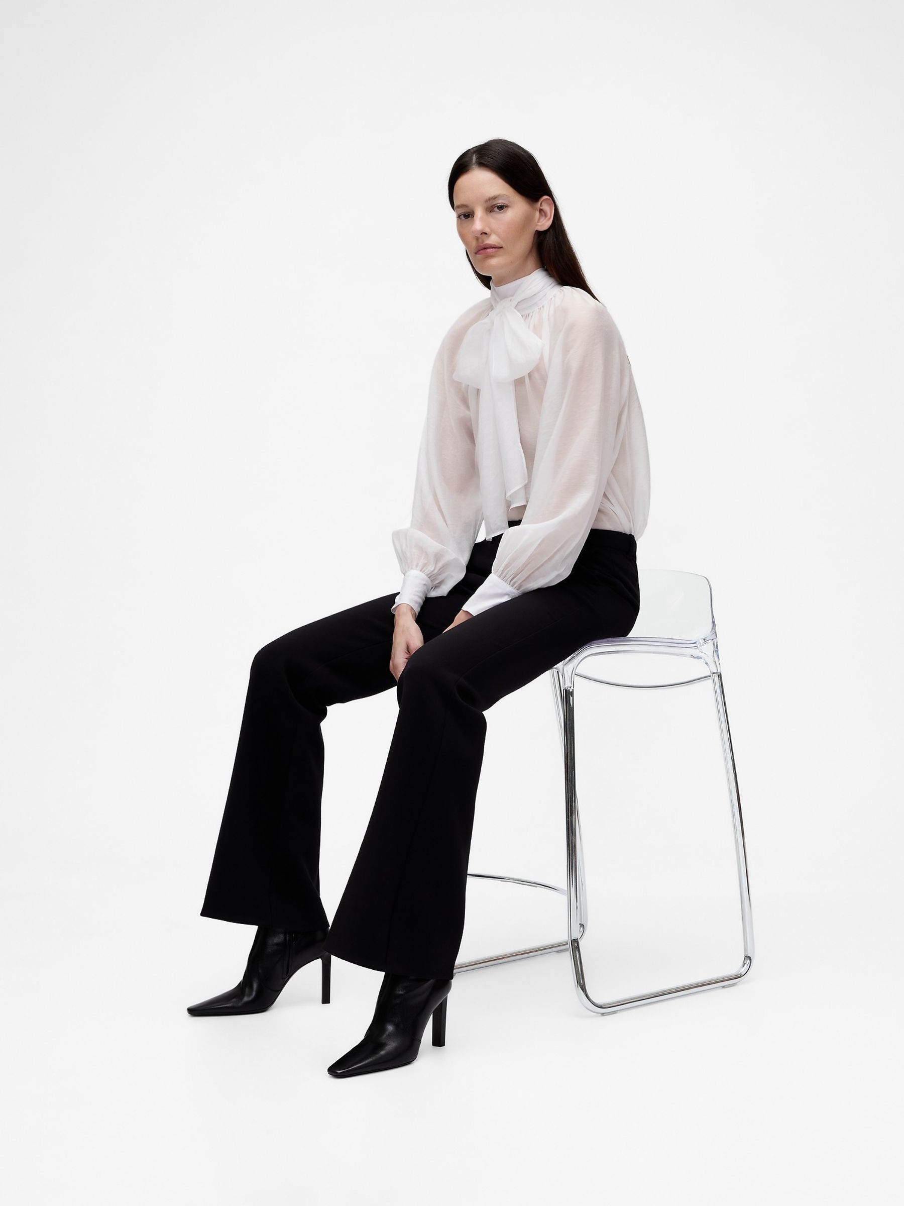 GapStudio White Sheer Bow Shirt - Image 3 of 4