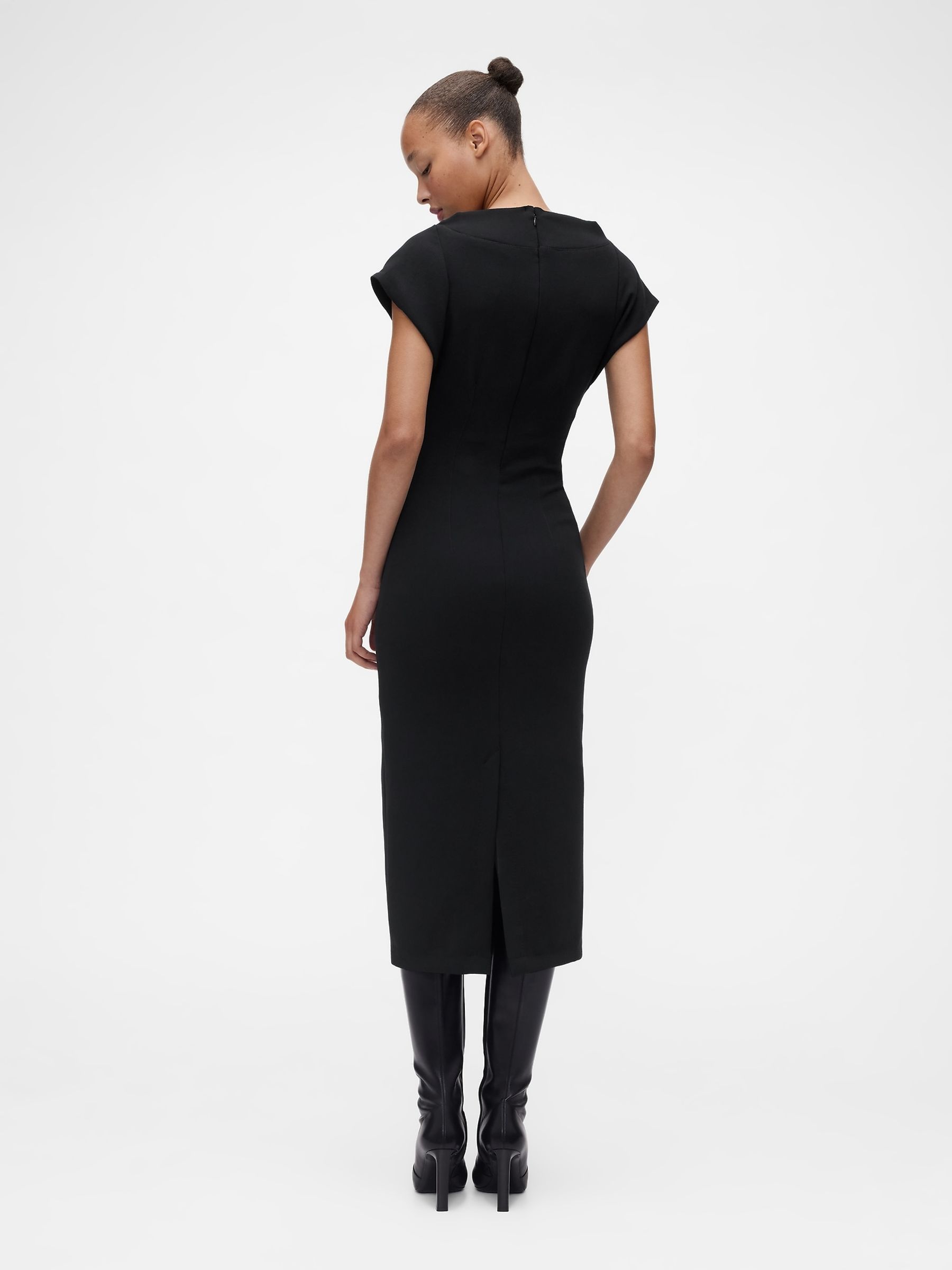GapStudio Black Structured Midi Dress - Image 2 of 6