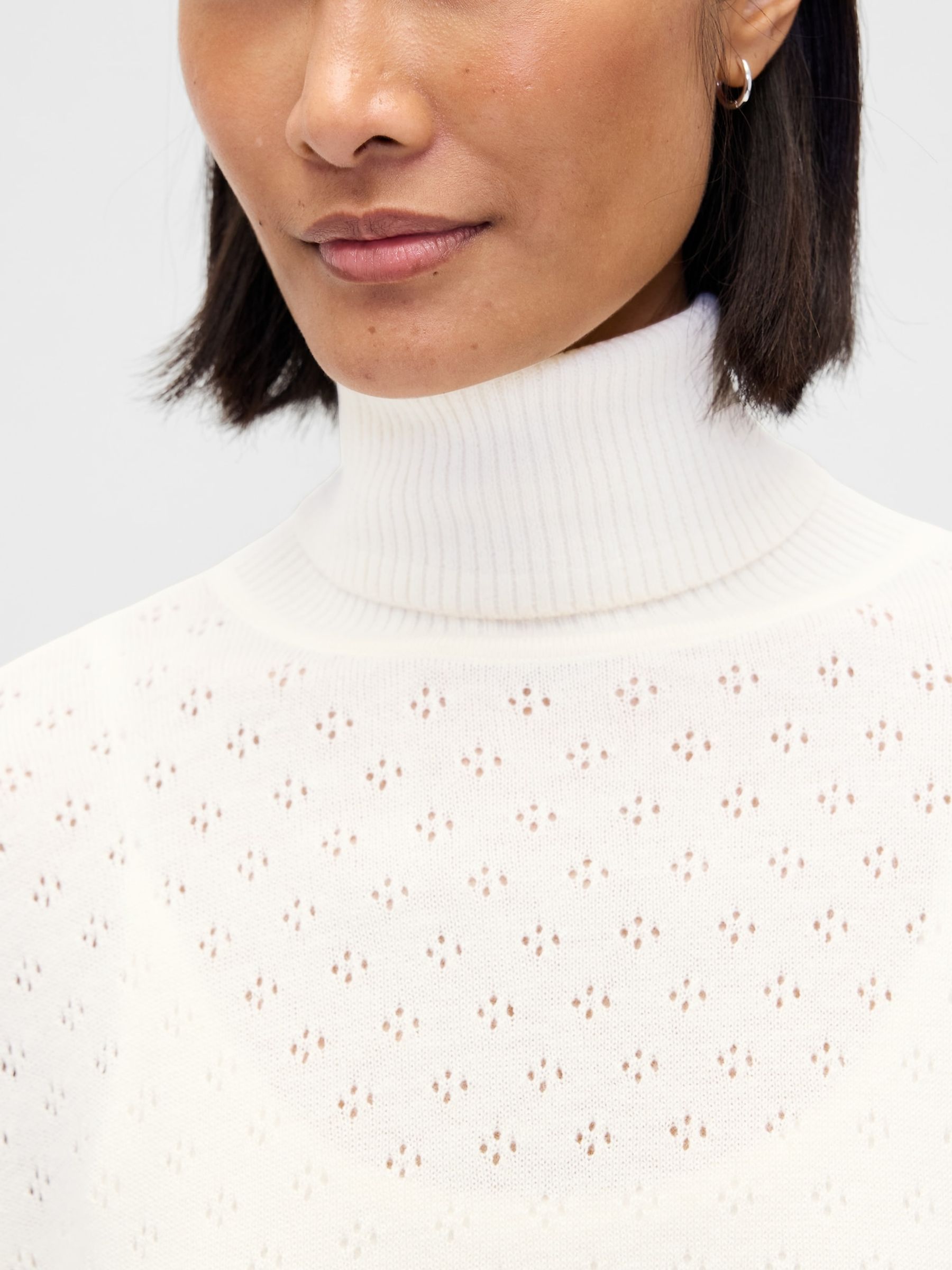 White Oversized Pointelle Turtle Neck Jumper - Image 4 of 4