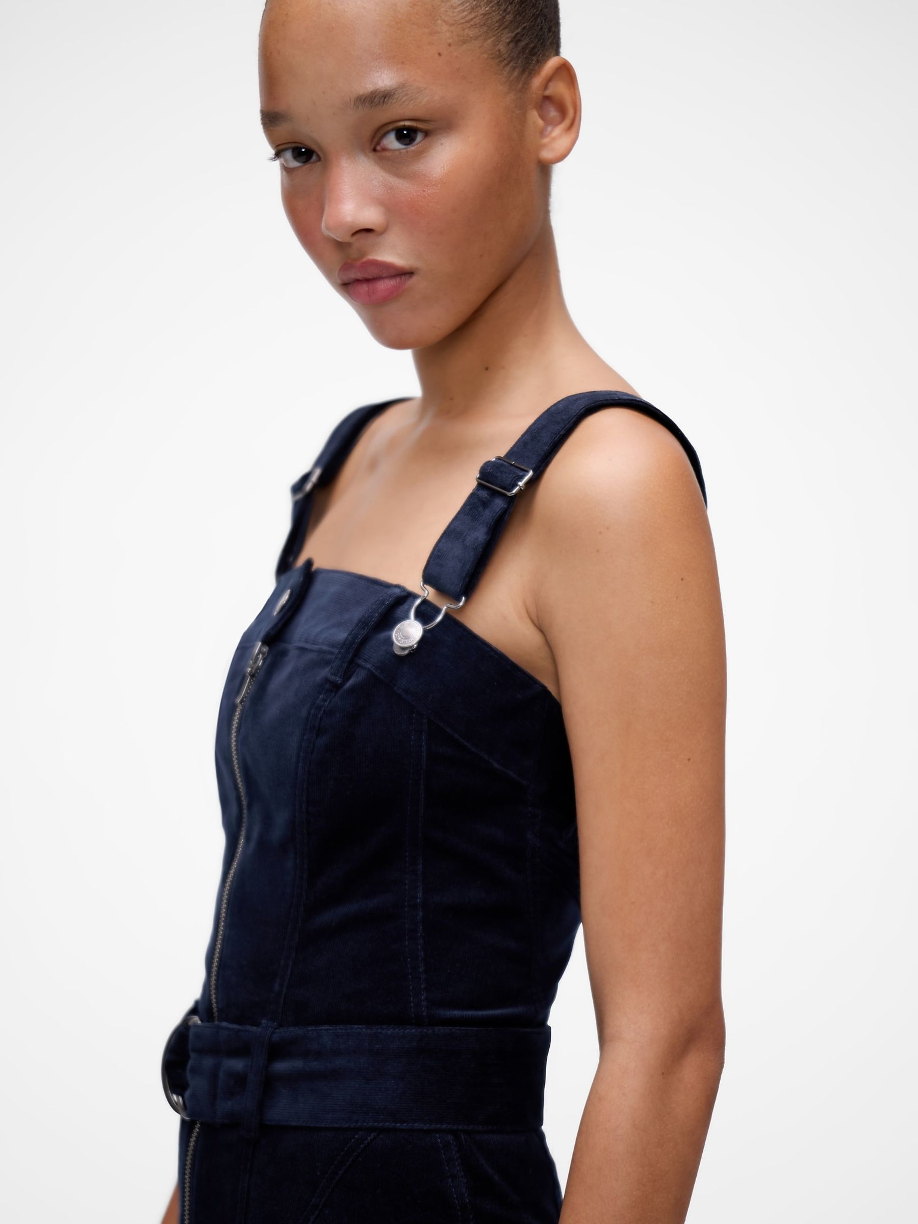 GapStudio Navy Blue Corduroy Belted Midi Dress - Image 4 of 5