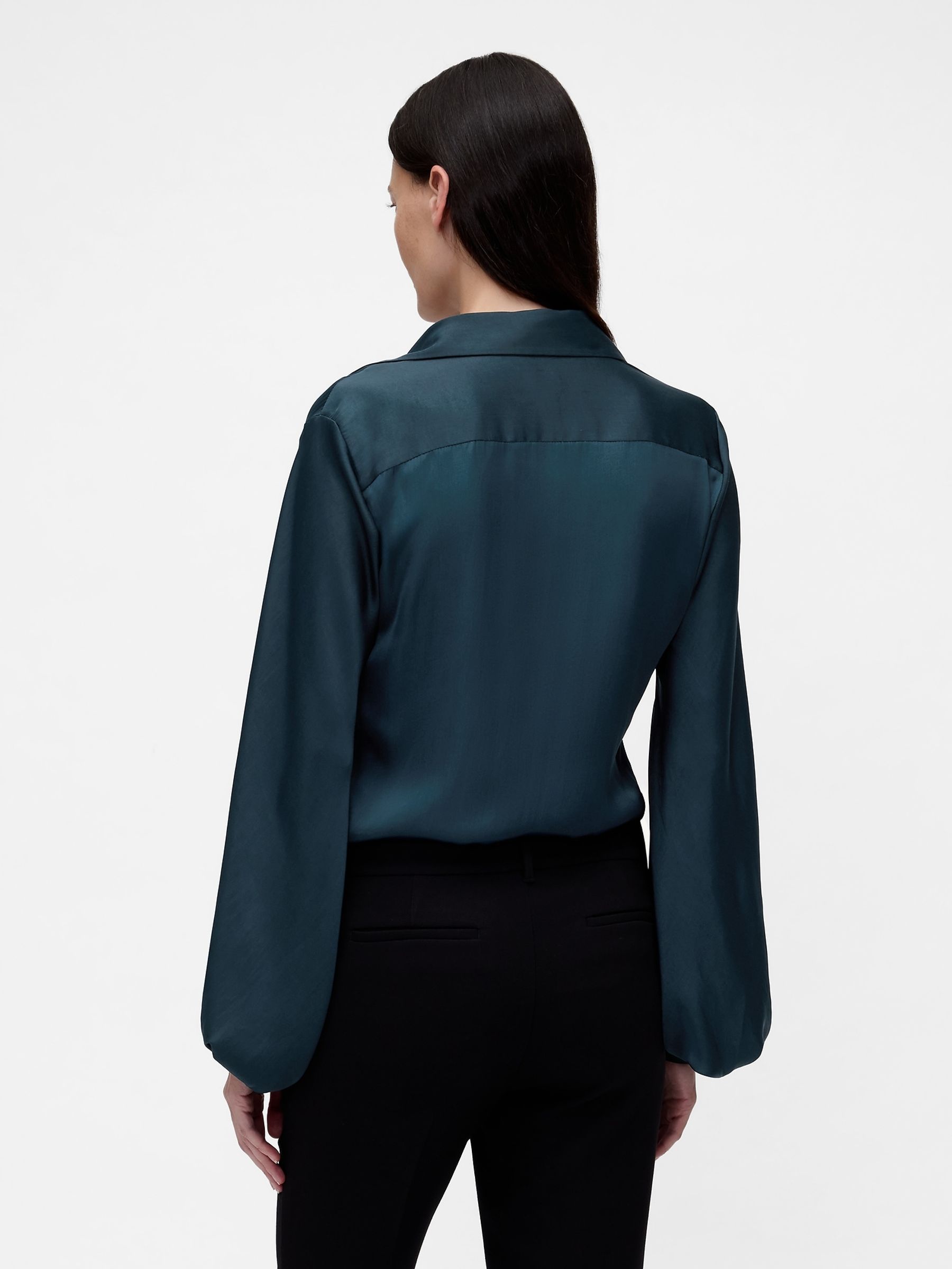 GapStudio Teal Blue Satin Shirt - Image 2 of 4