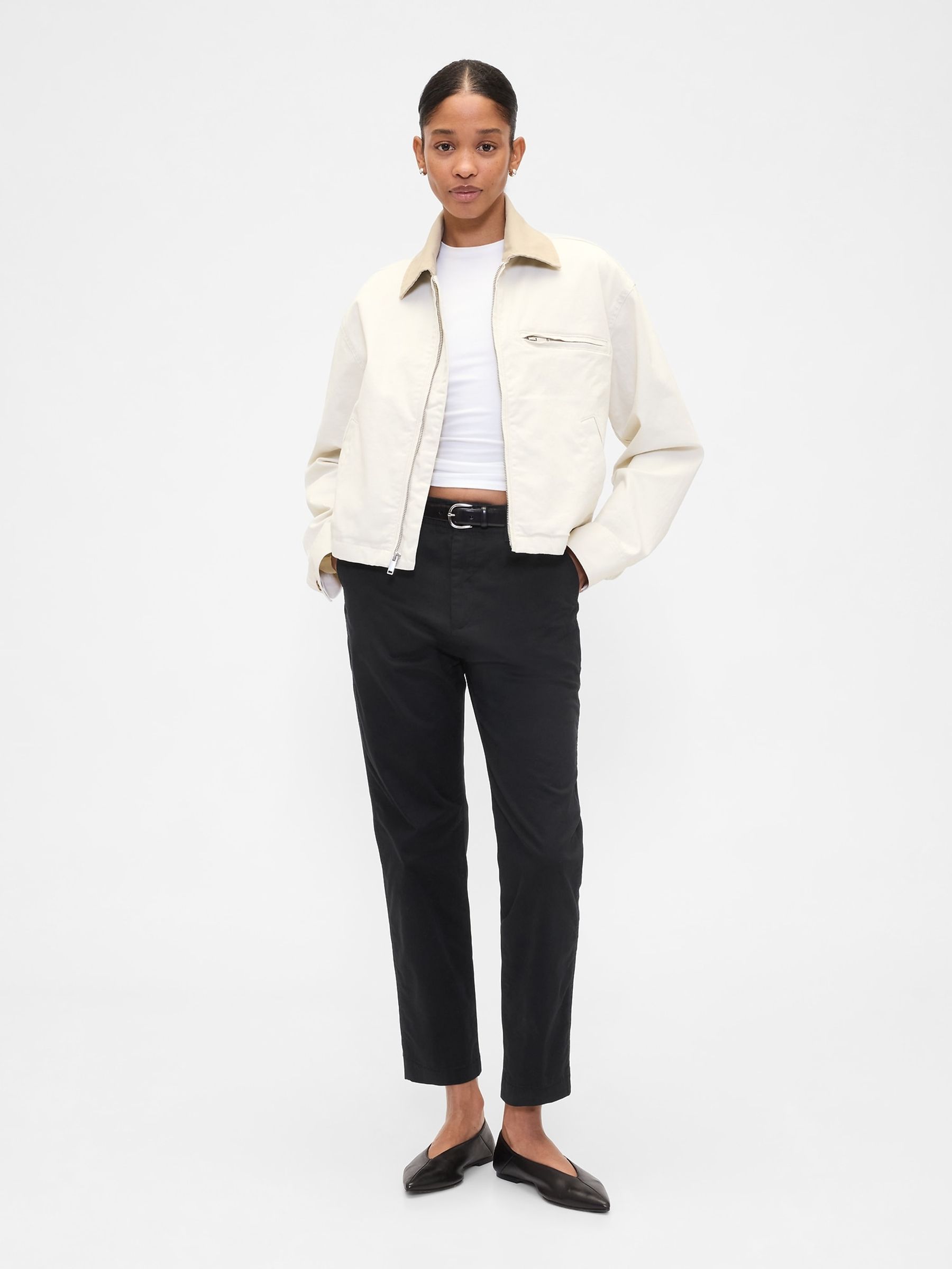 Black Mid Rise Downtown Chinos - Image 1 of 4