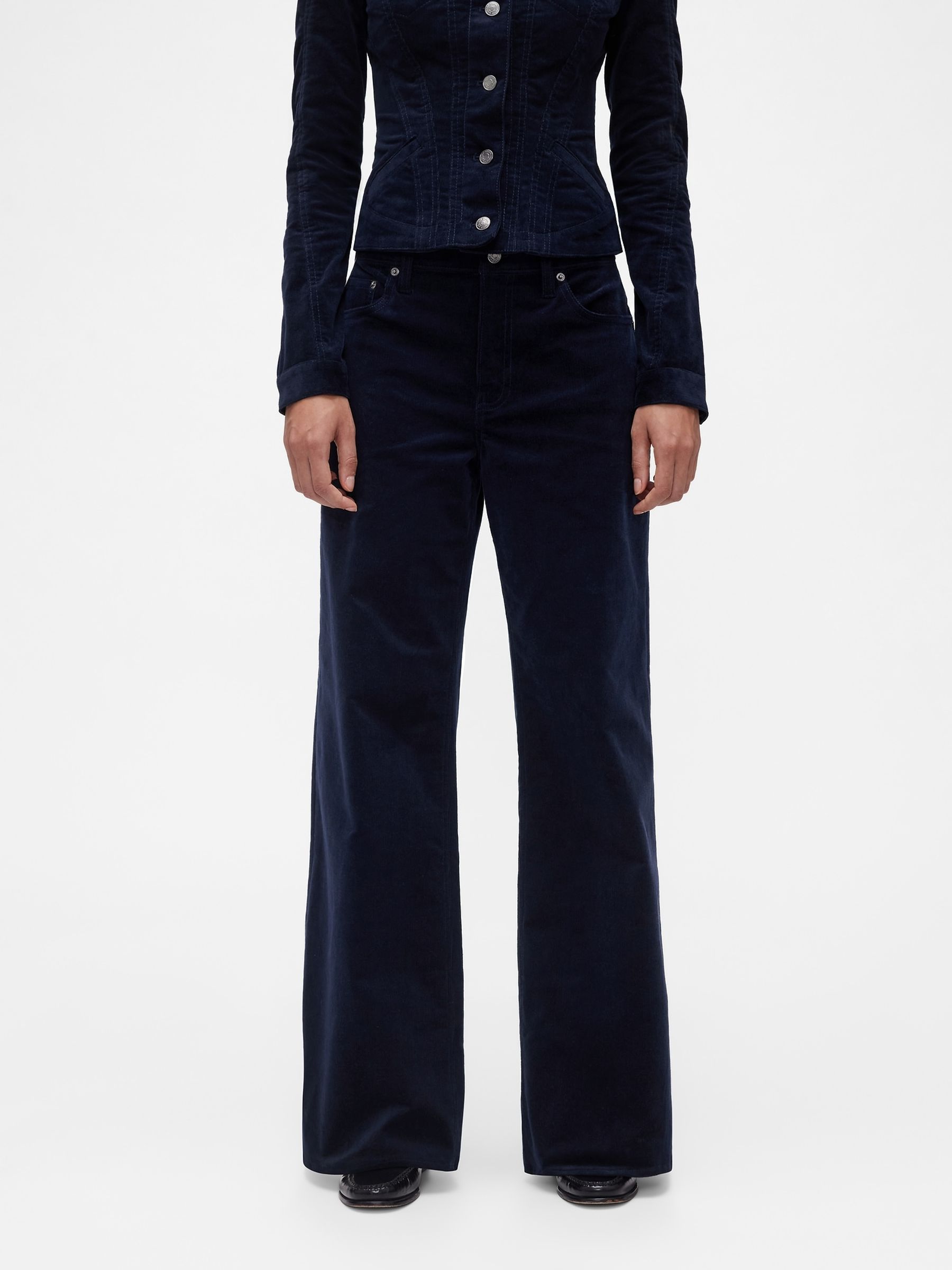 GapStudio Blue Low Rise Corduroy Wide-Leg Trousers | Gap