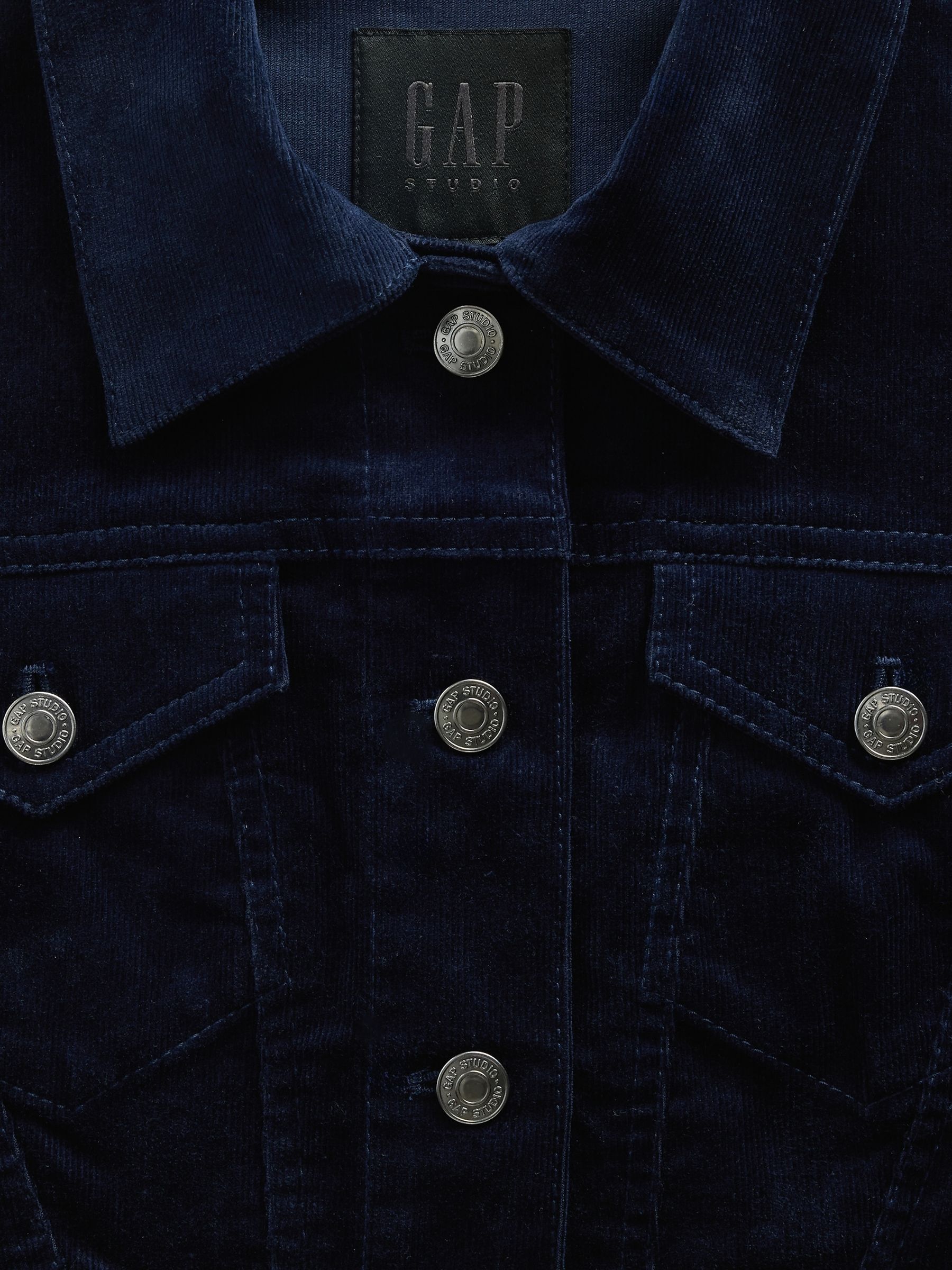 GapStudio Navy Blue Fitted Icon Corduroy Jacket - Image 4 of 5