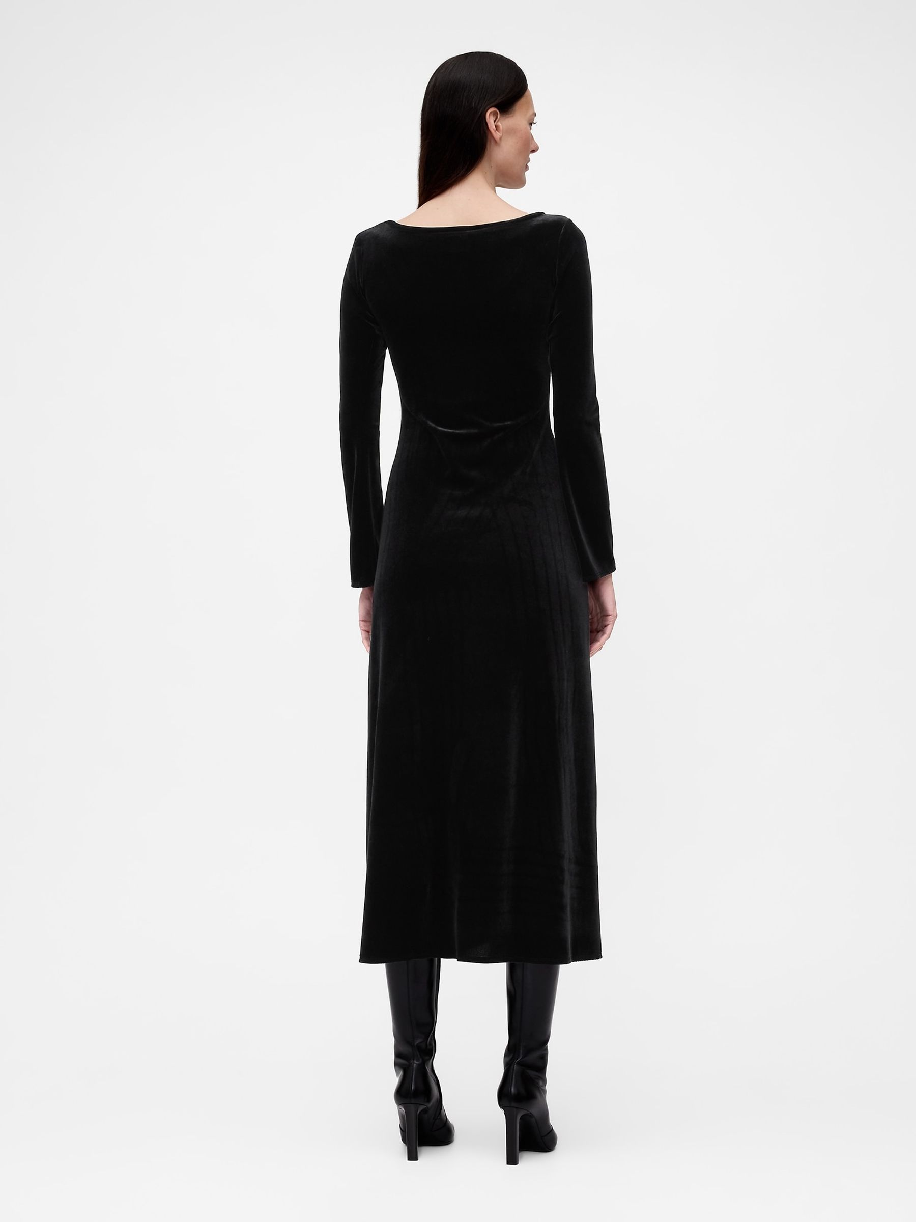 GapStudio Black Velvet Midi Dress - Image 2 of 4