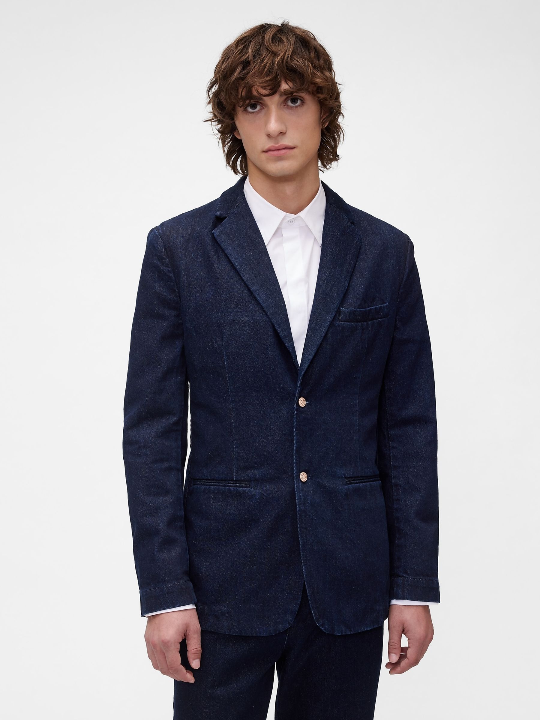GapStudio Blue Denim Blazer - Image 1 of 6