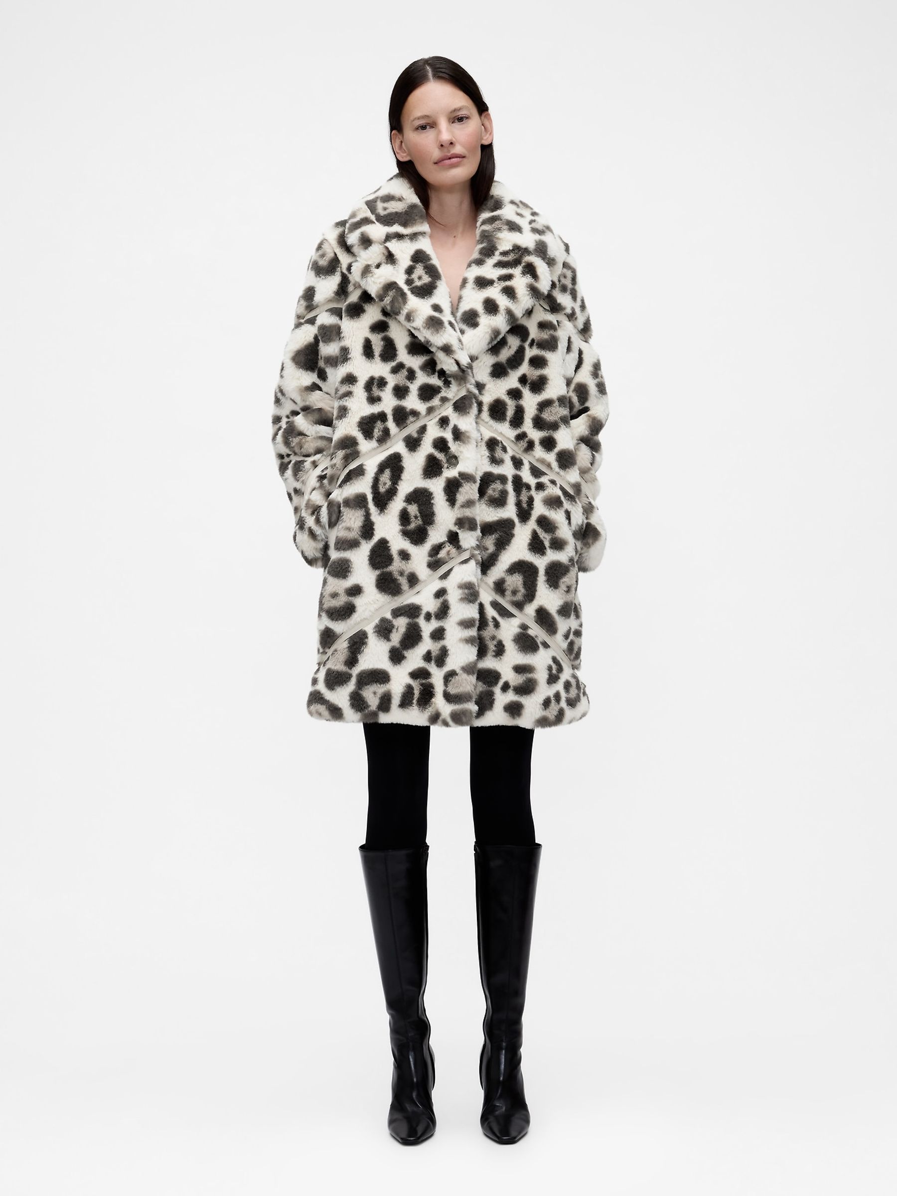 GapStudio White Faux Fur Coat - Image 1 of 5