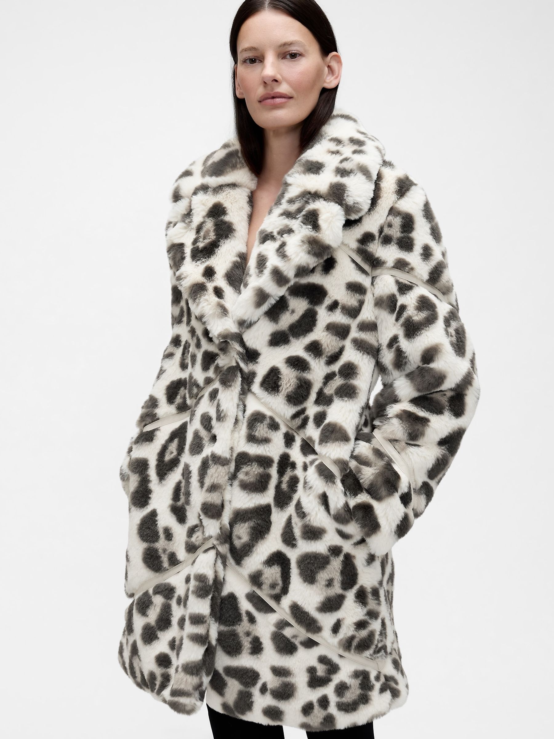 GapStudio White Faux Fur Coat - Image 3 of 5