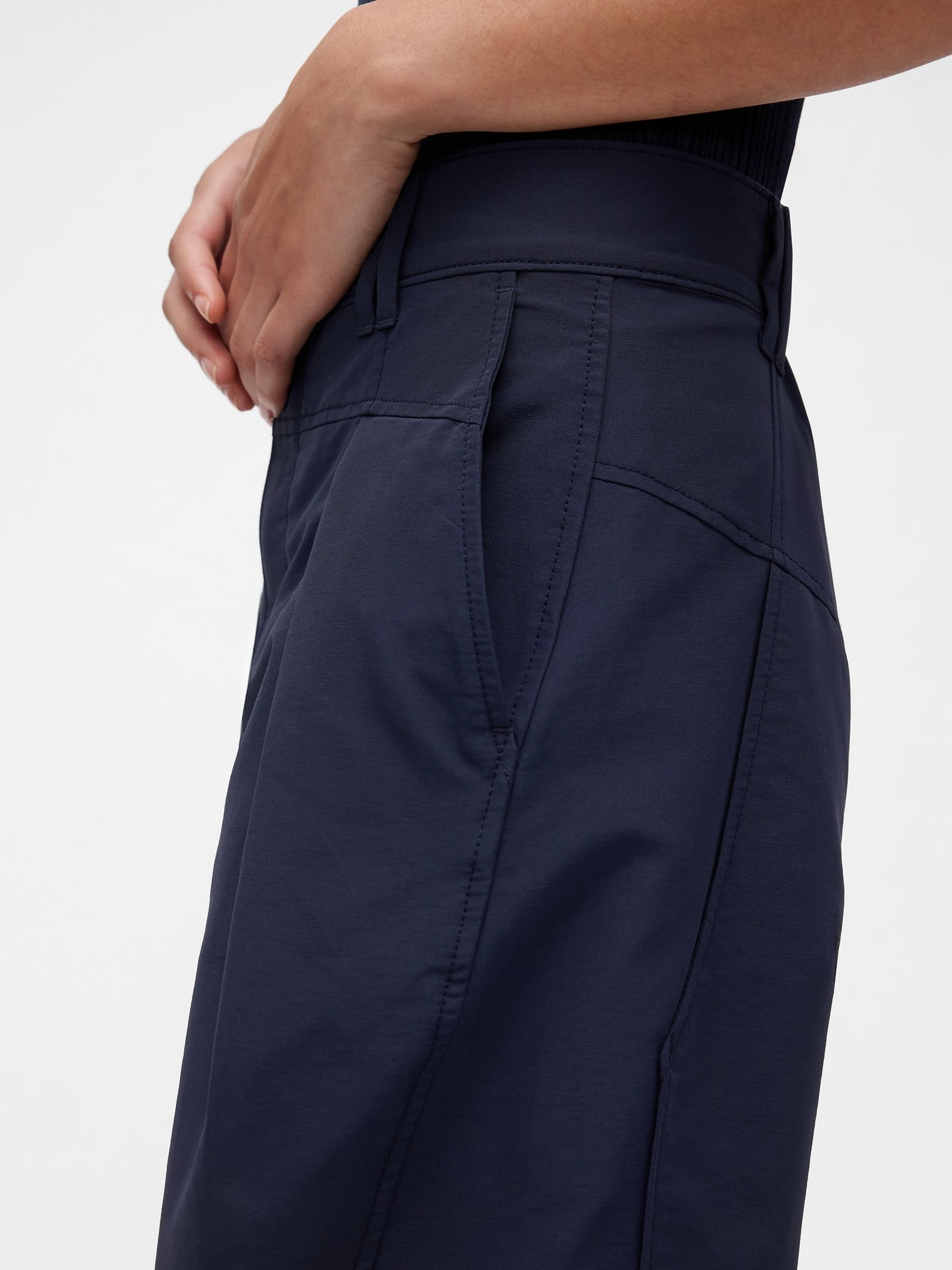 GapStudio Blue High Waisted Barrel Trousers - Image 7 of 7