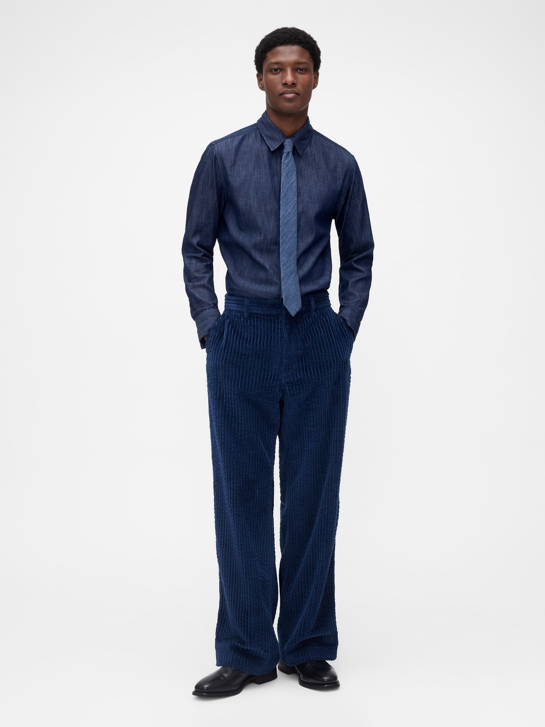 GapStudio Blue Corduroy Baggy Trousers - Image 4 of 6