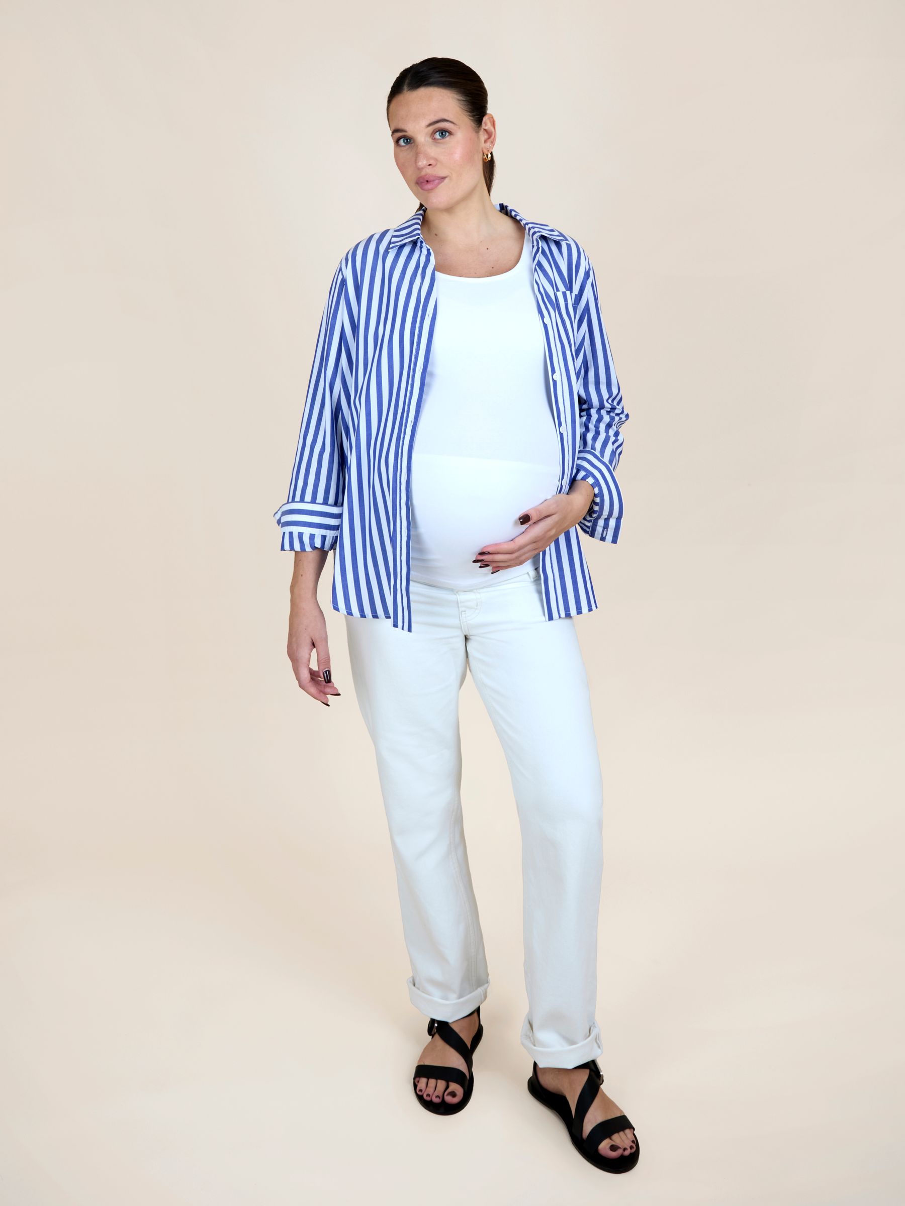 Blue Stripe Oversized Button Through Shirt - Image 2 of 5 Blue Stripe Oversized Button Through Shirt - Image 2 of 5