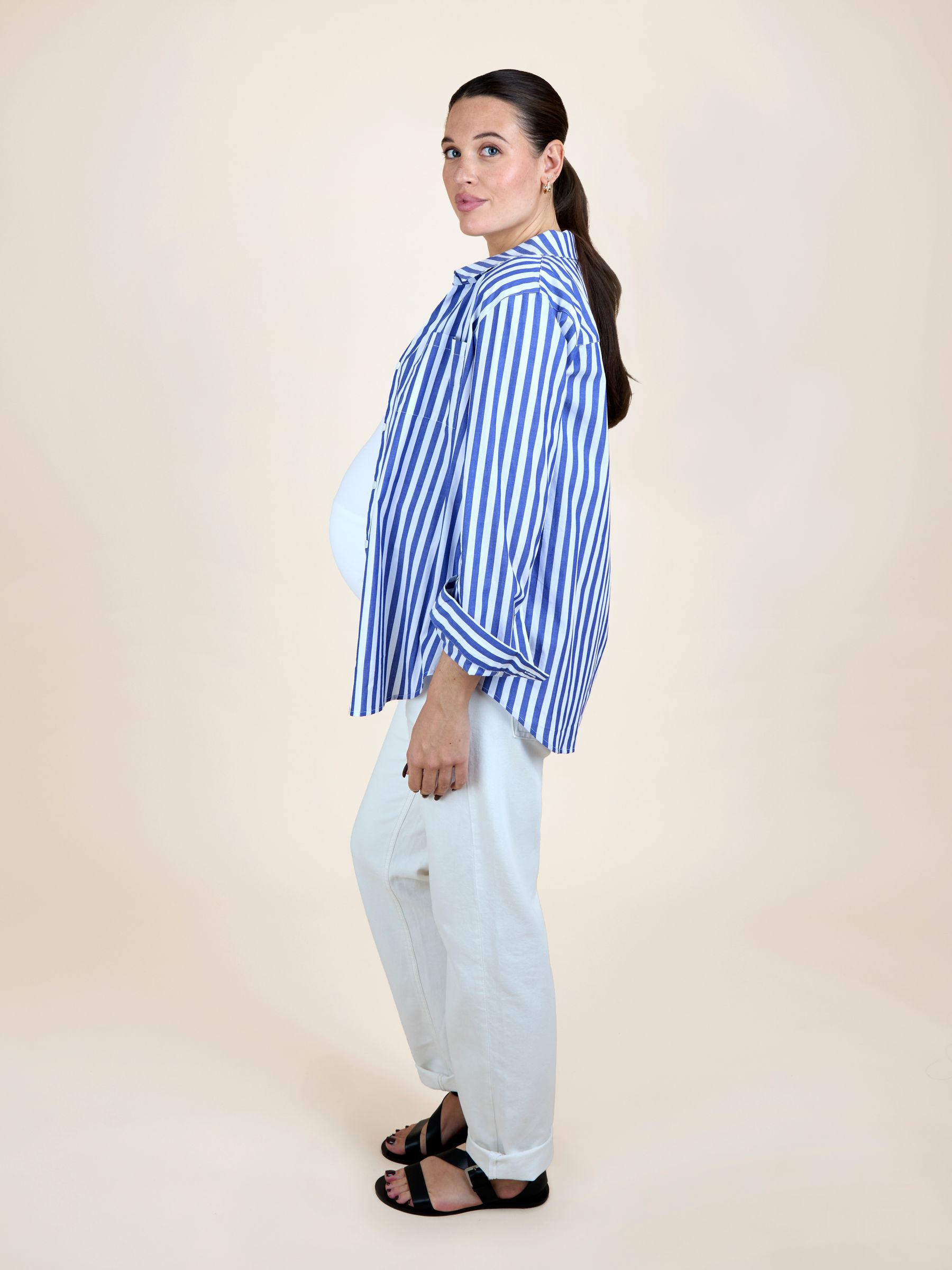 Blue Stripe Oversized Button Through Shirt - Image 3 of 5