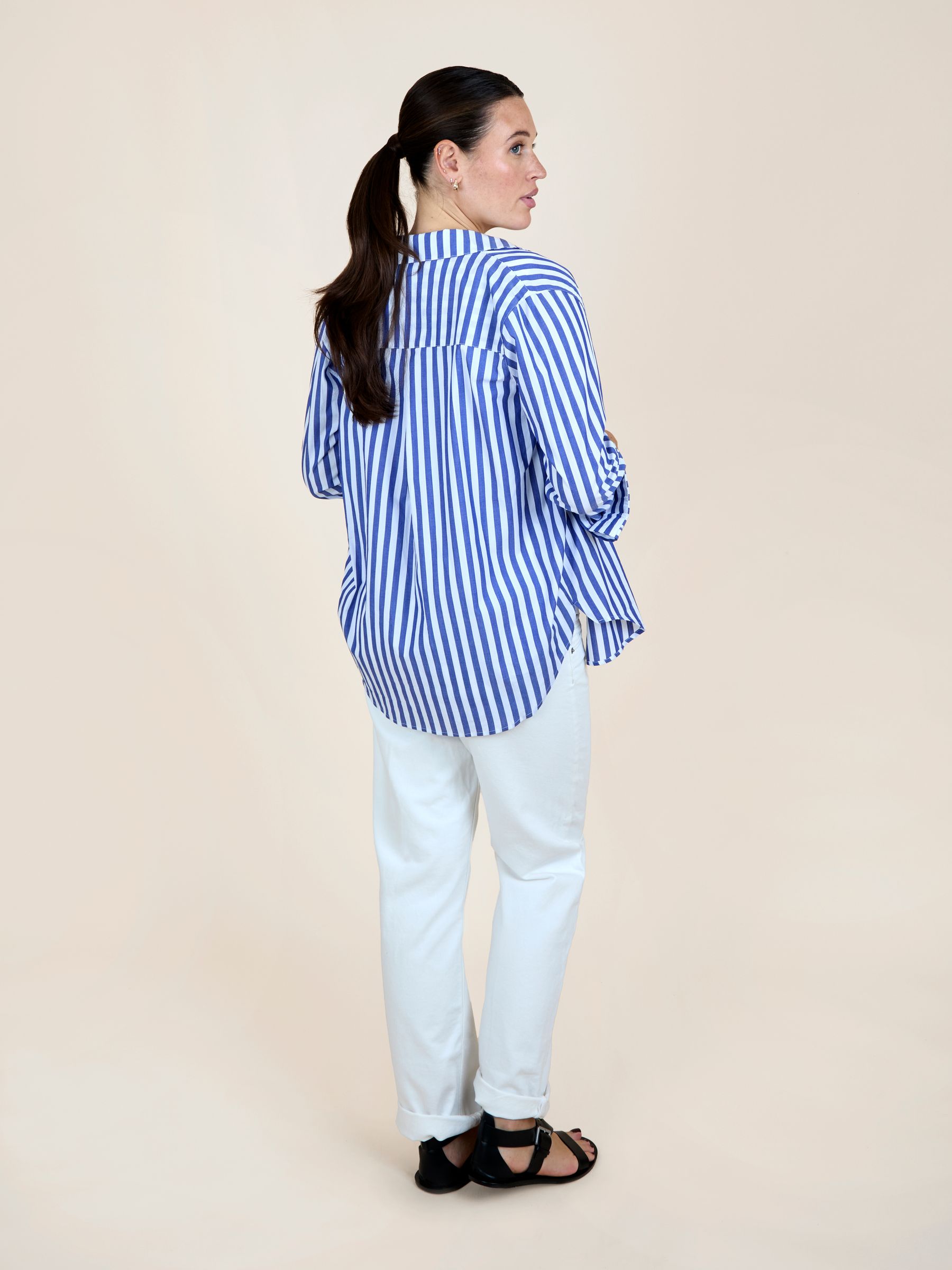 Blue Stripe Oversized Button Through Shirt - Image 4 of 5