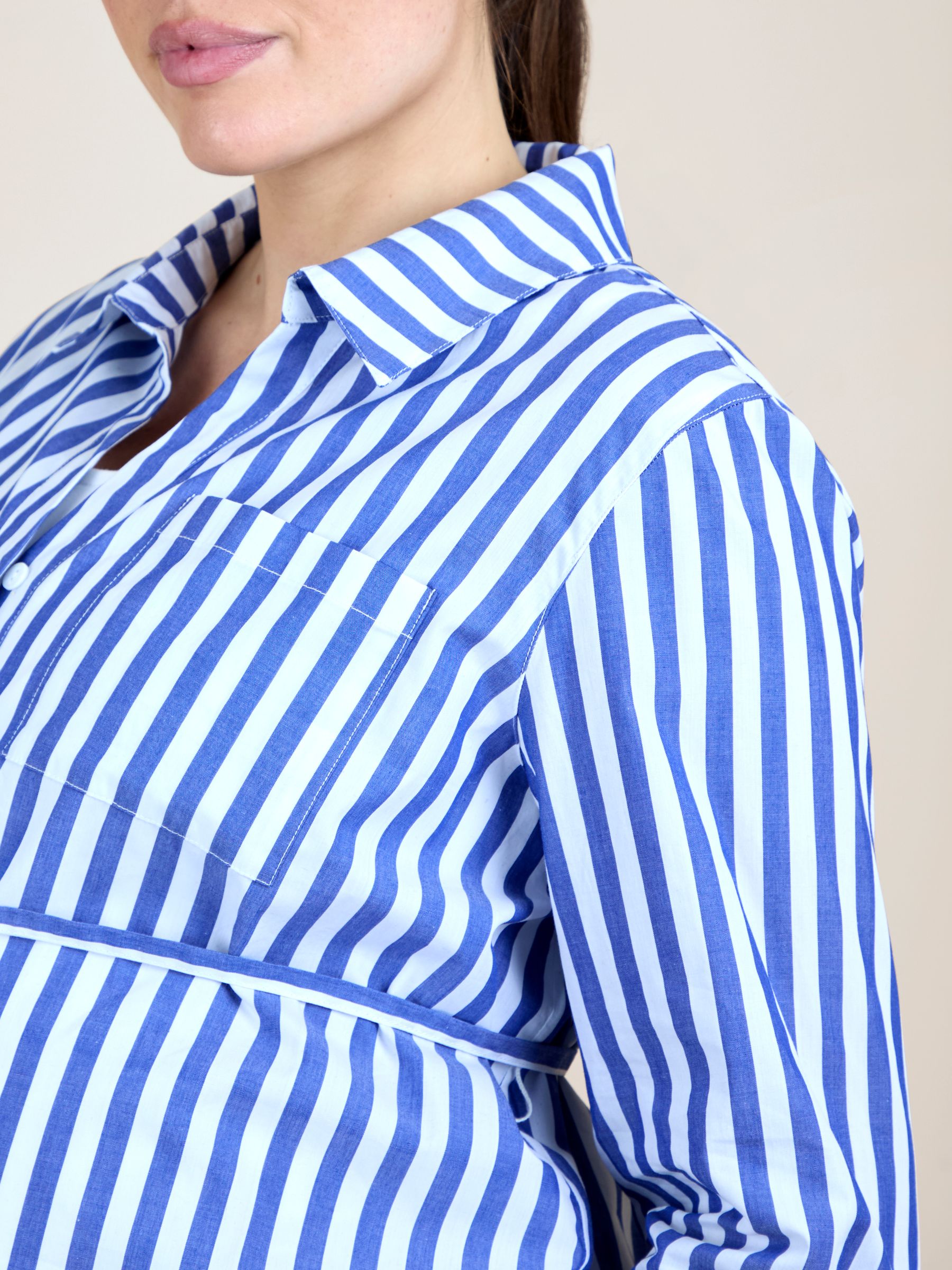 Blue Stripe Oversized Button Through Shirt - Image 5 of 5 Blue Stripe Oversized Button Through Shirt - Image 5 of 5