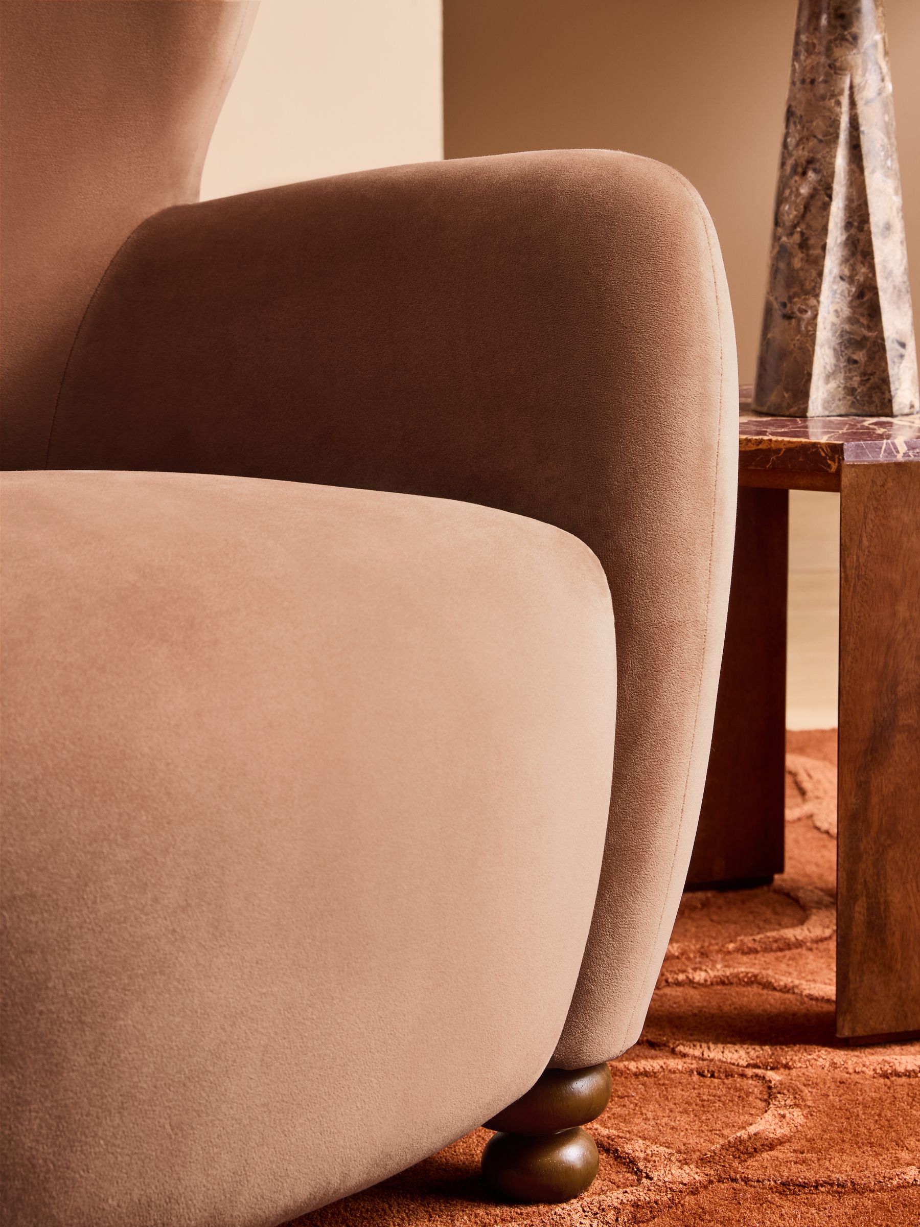 Yannick Accent Chair in Truffle Pink Velvet - Image 3 of 5