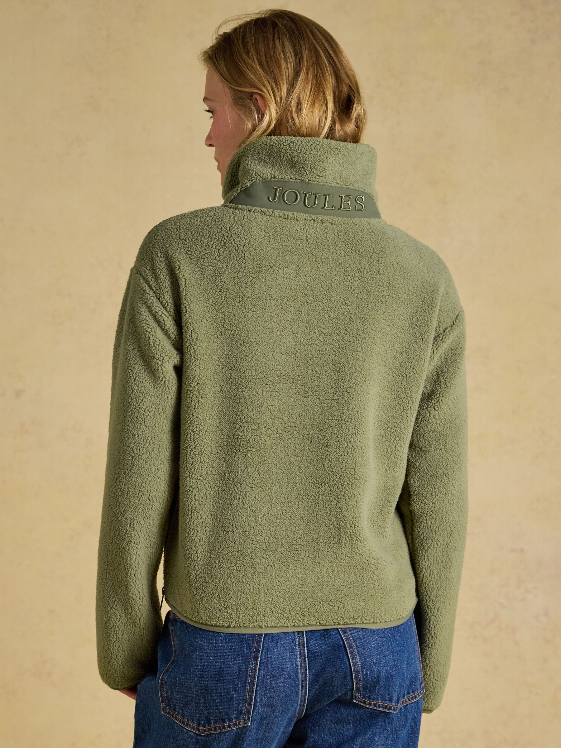 Olive Green Cropped Quarter Zip Fleece - Image 2 of 8 Olive Green Cropped Quarter Zip Fleece - Image 2 of 8