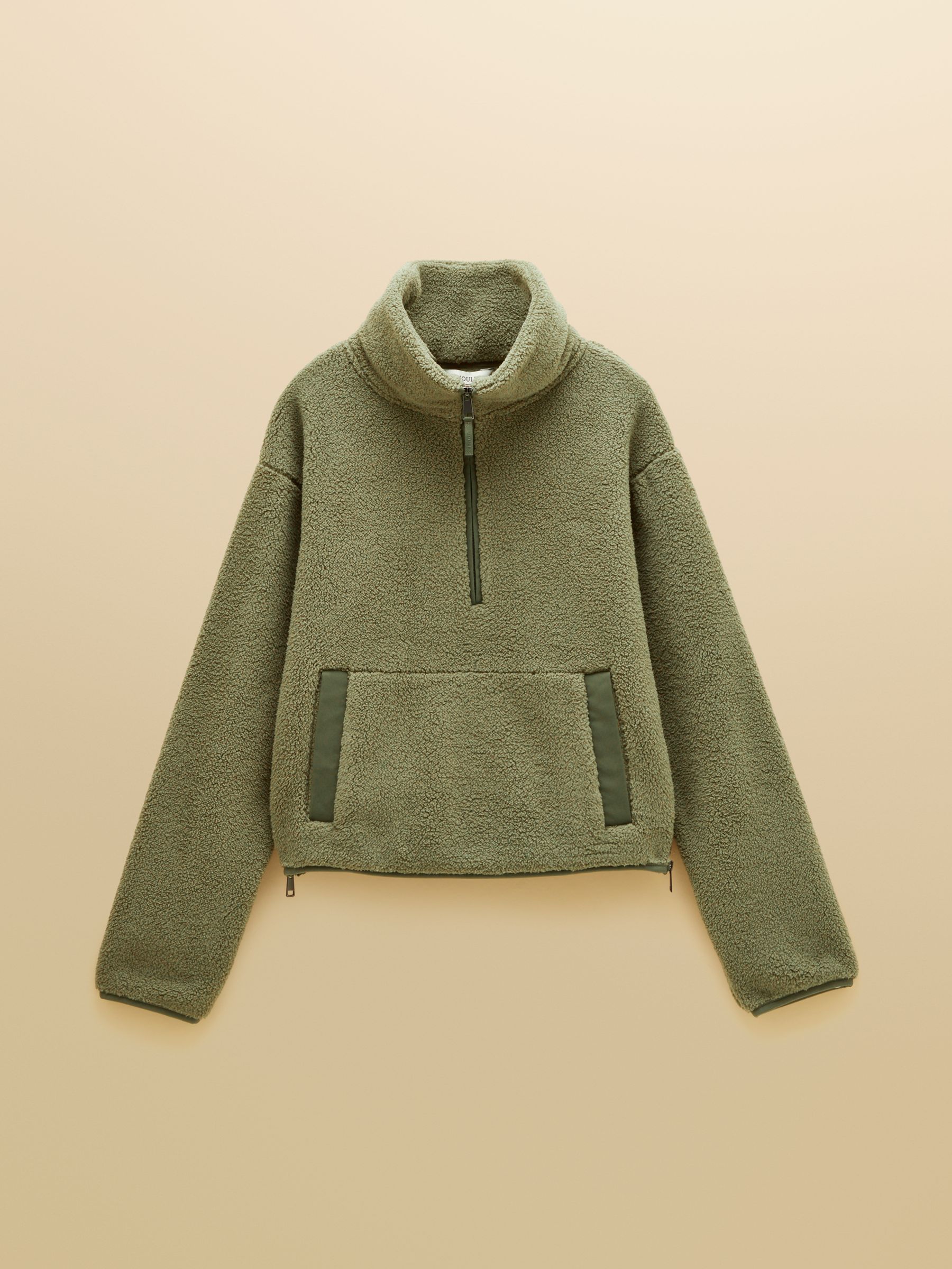 Olive Green Cropped Quarter Zip Fleece - Image 8 of 8