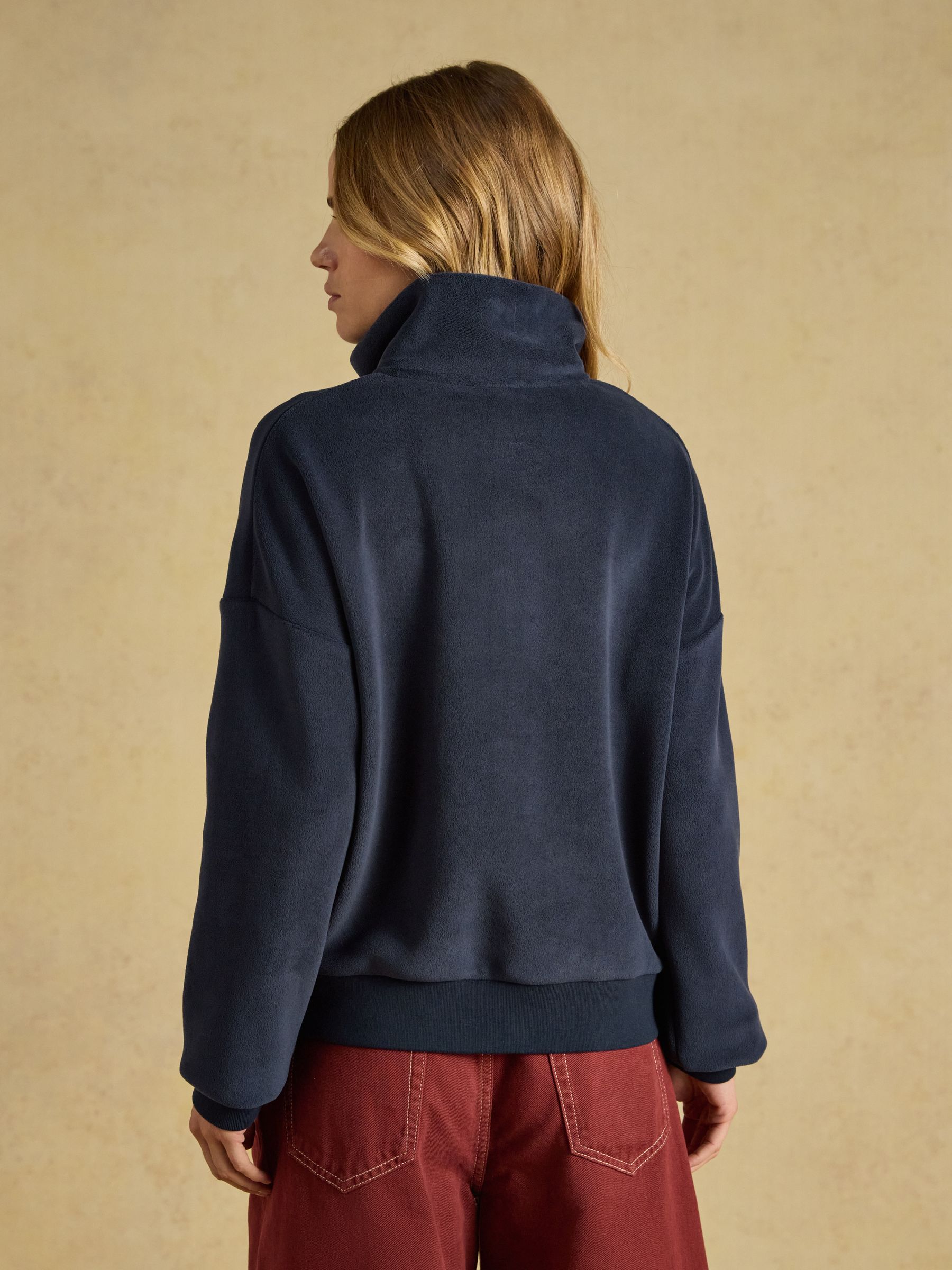 Navy Quarter Zip Funnel Neck Fleece - Image 2 of 8