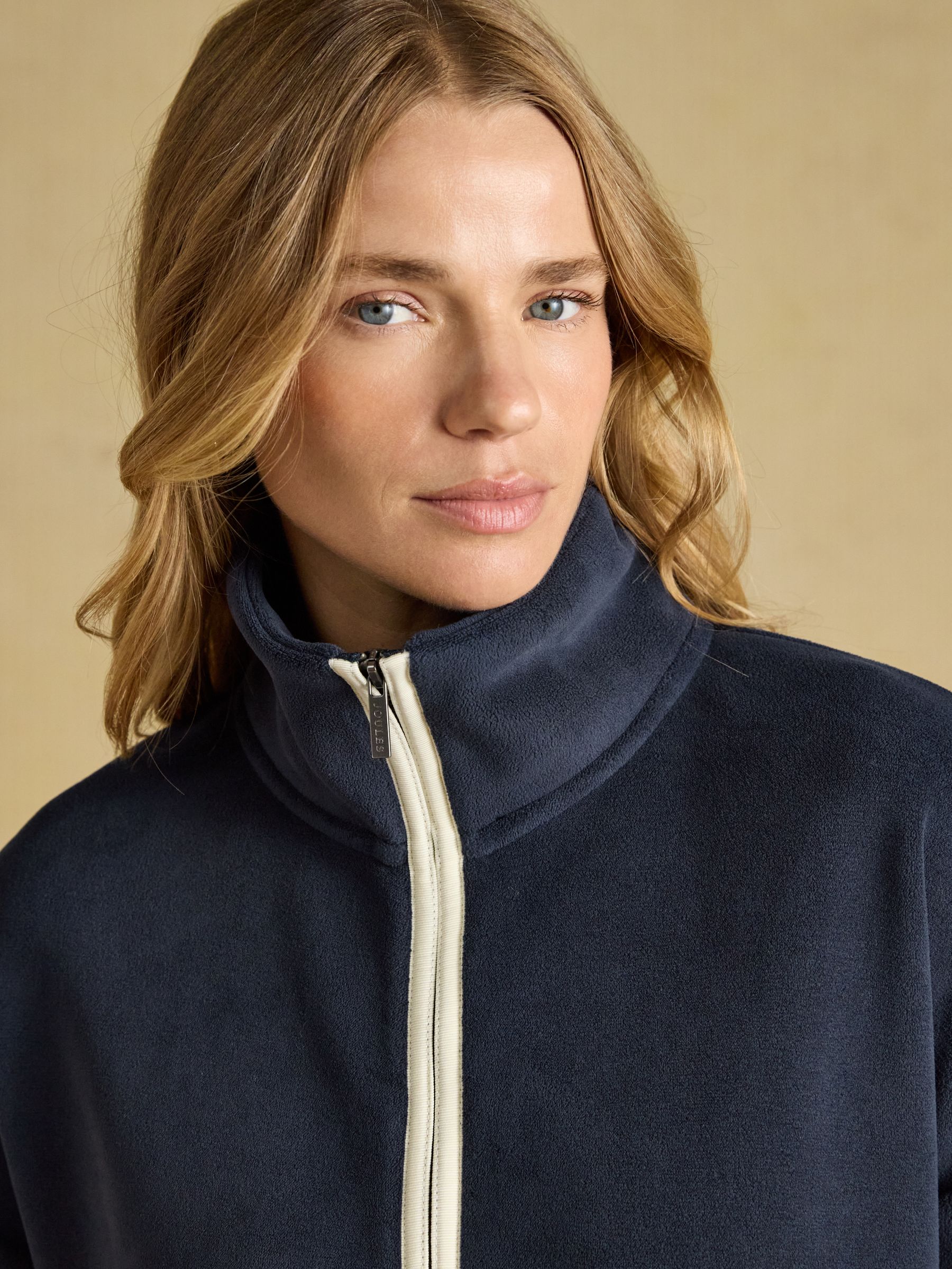 Navy Quarter Zip Funnel Neck Fleece - Image 3 of 8