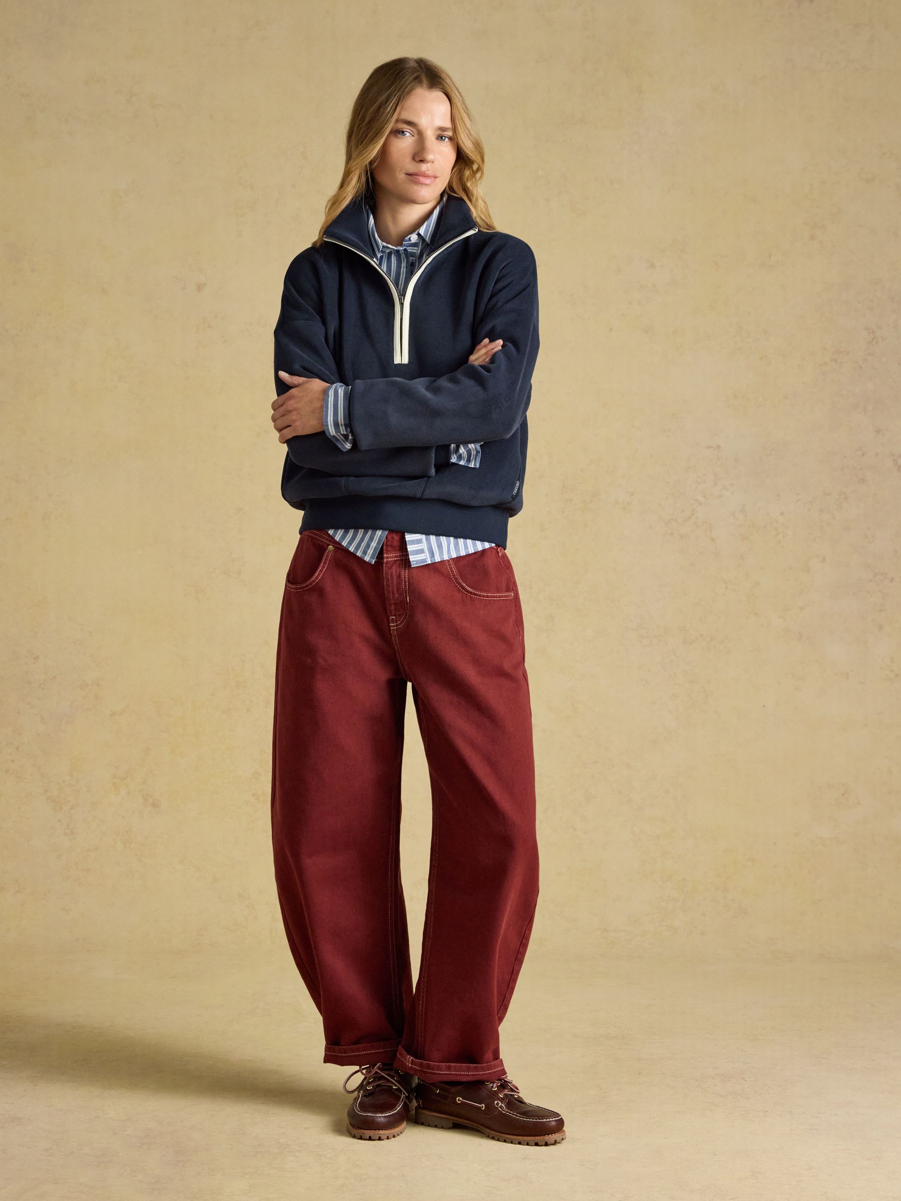 Navy Quarter Zip Funnel Neck Fleece - Image 5 of 8
