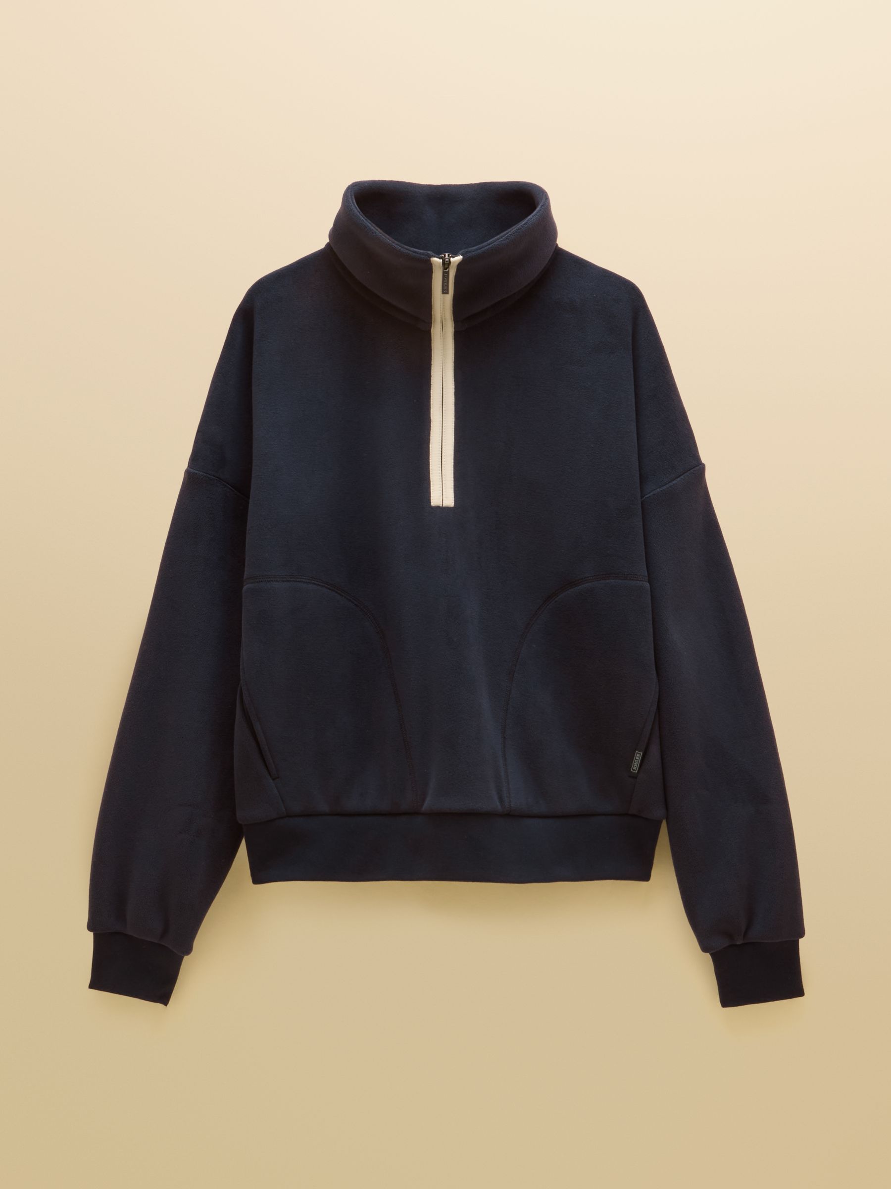 Navy Quarter Zip Funnel Neck Fleece - Image 8 of 8