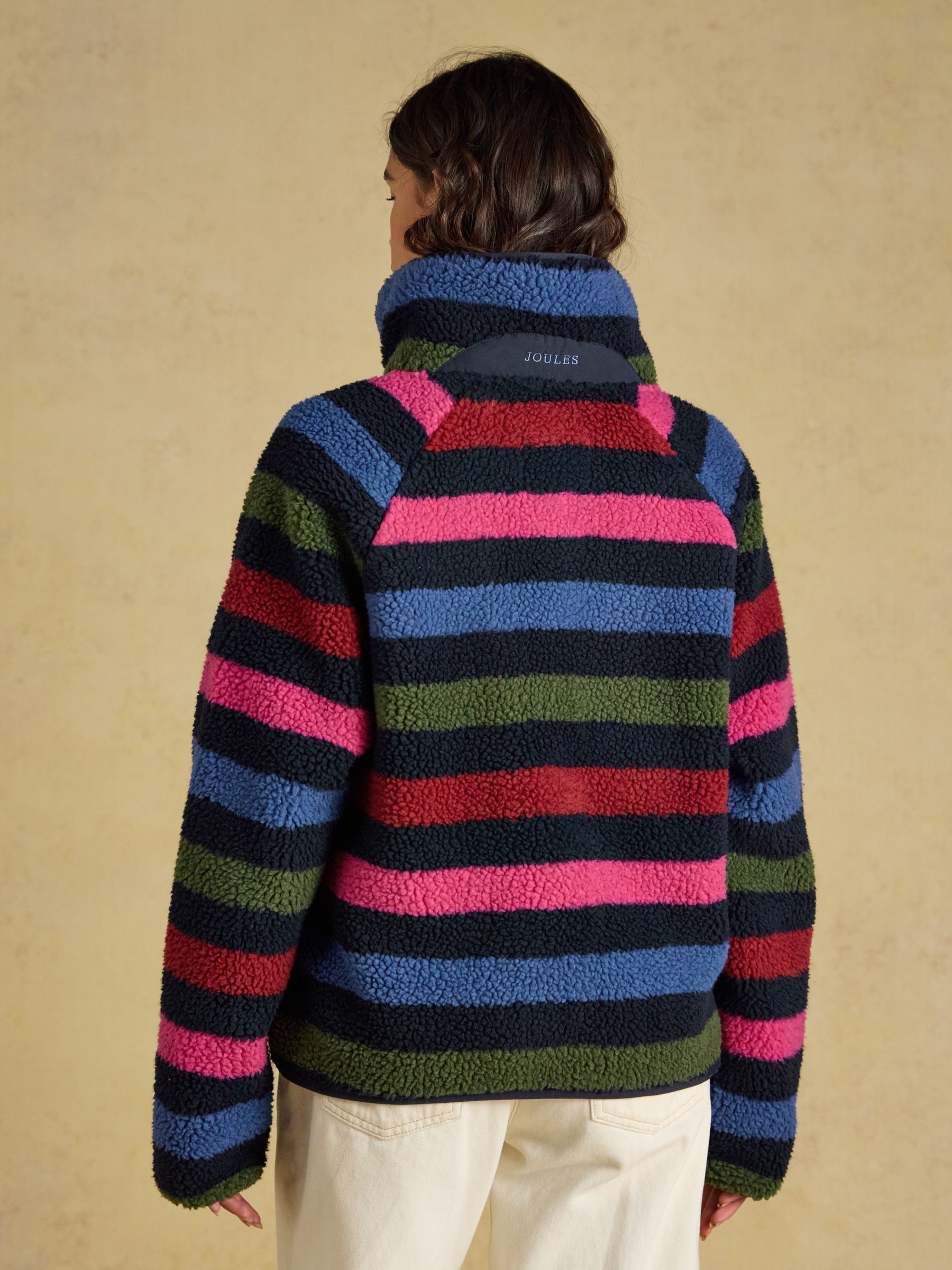 Navy Stripe Borg Fleece Jacket - Image 2 of 9