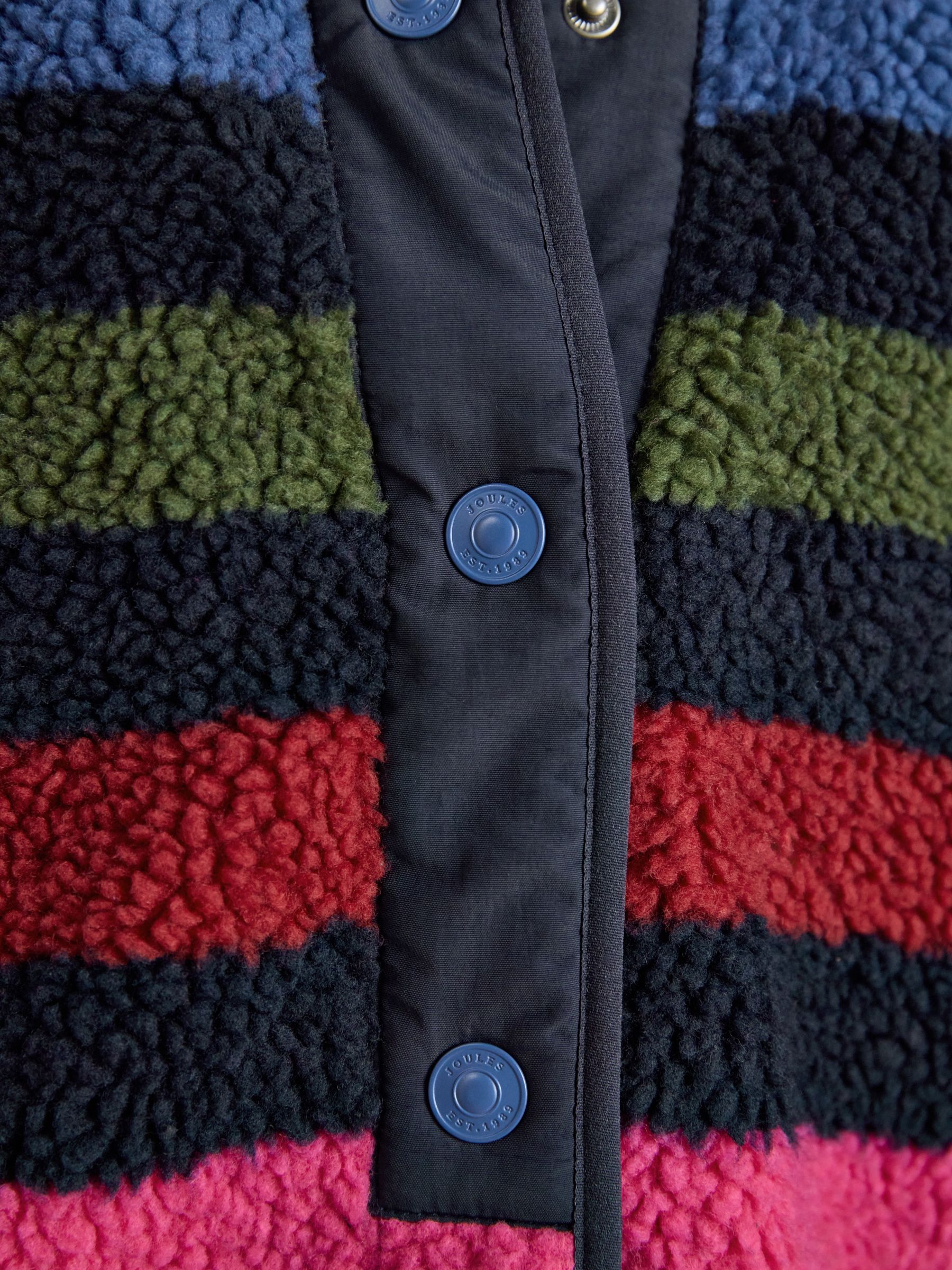Navy Stripe Borg Fleece Jacket - Image 6 of 9
