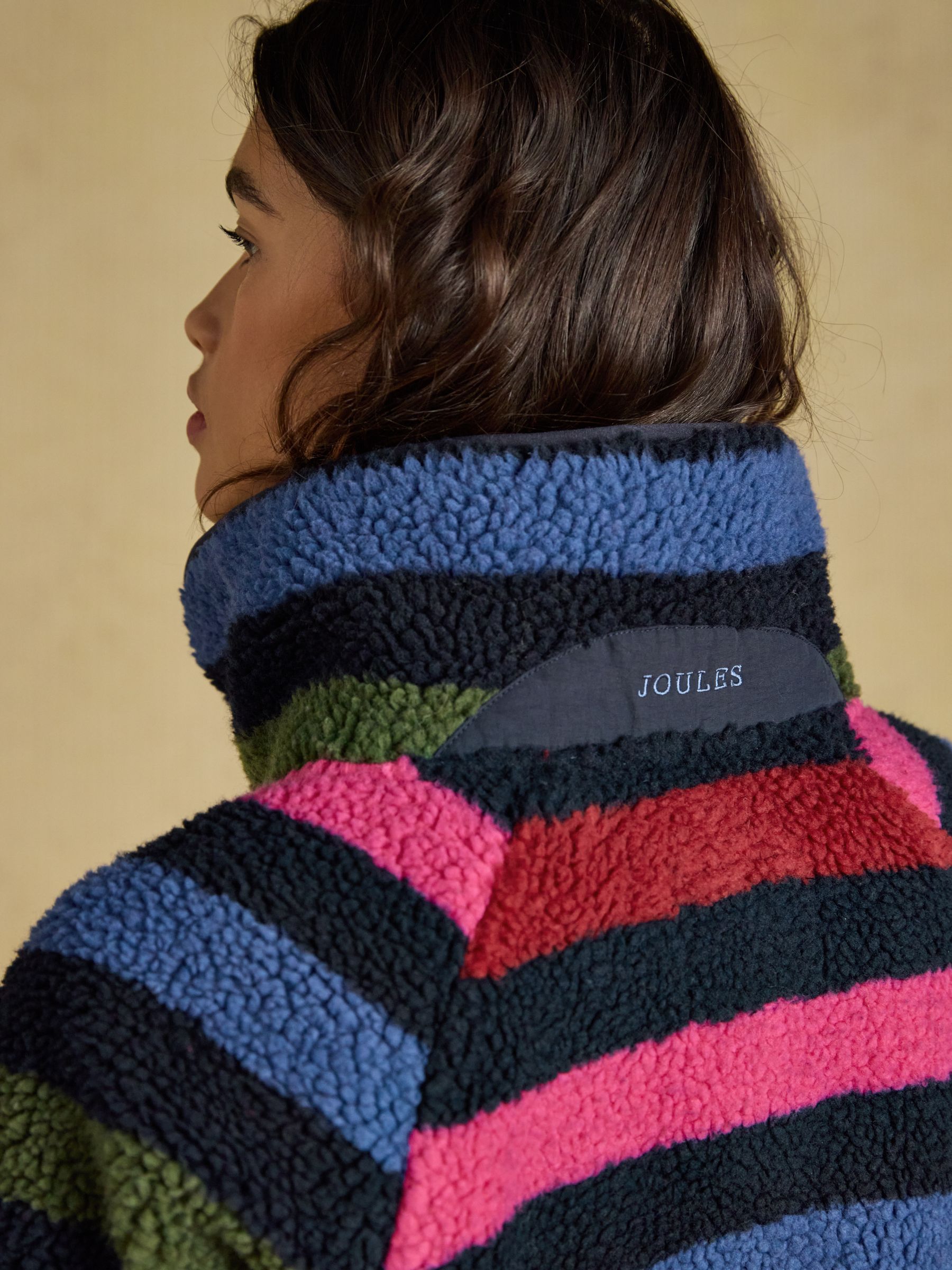Navy Stripe Borg Fleece Jacket - Image 8 of 9