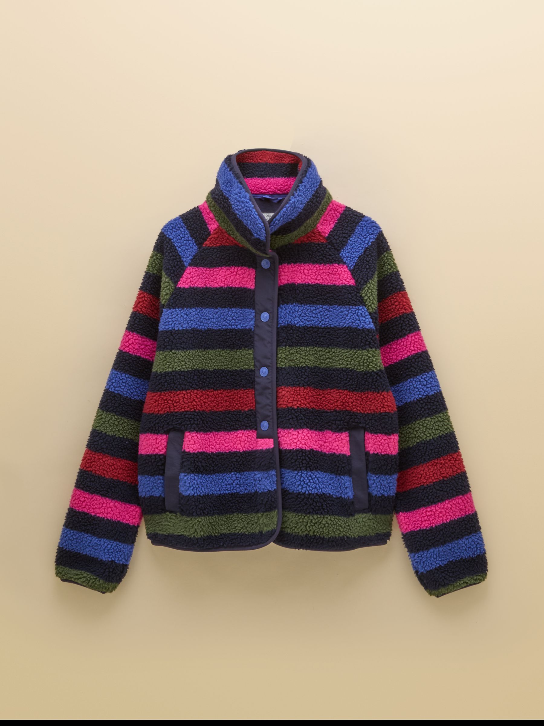 Navy Stripe Borg Fleece Jacket - Image 9 of 9