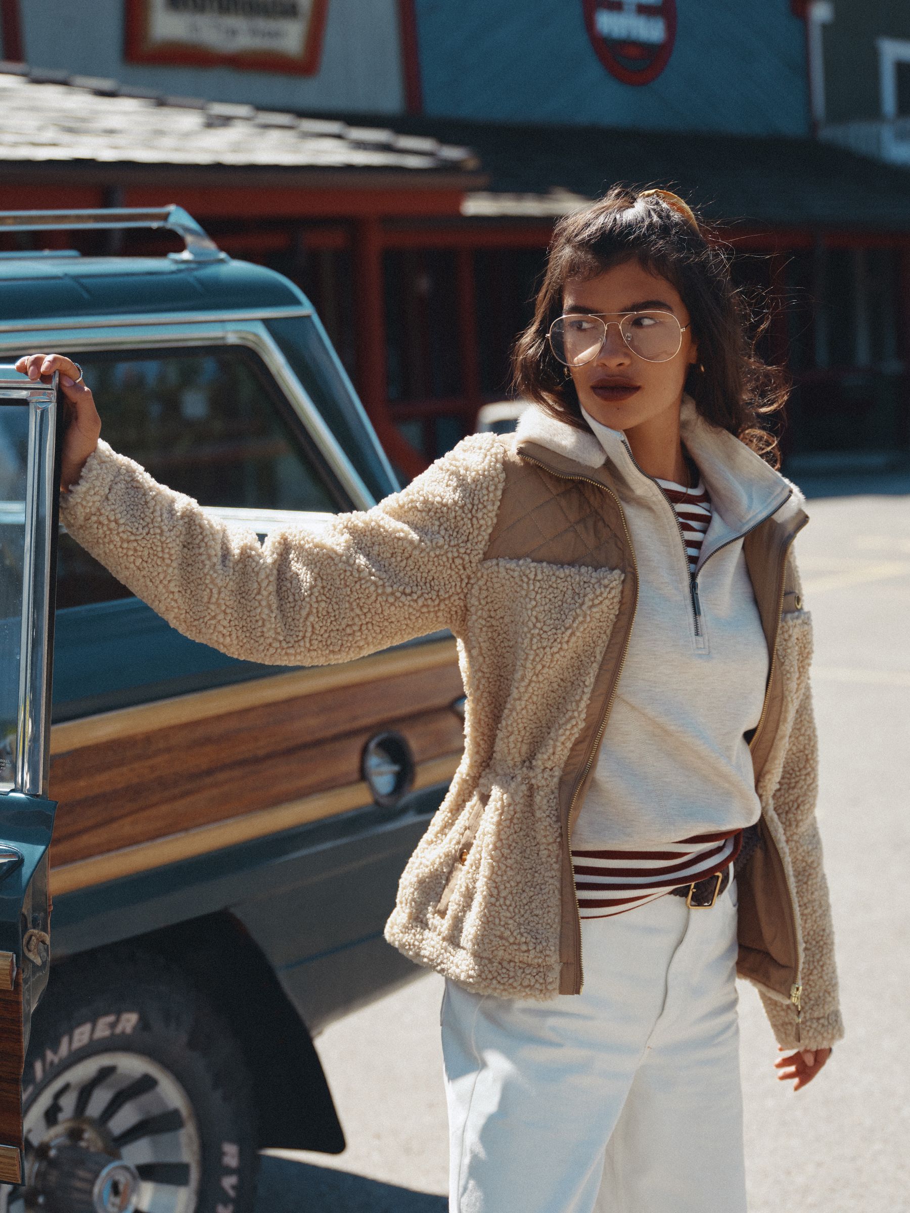 Cream Faux Fur Collared Fleece Jacket - Image 2 of 10