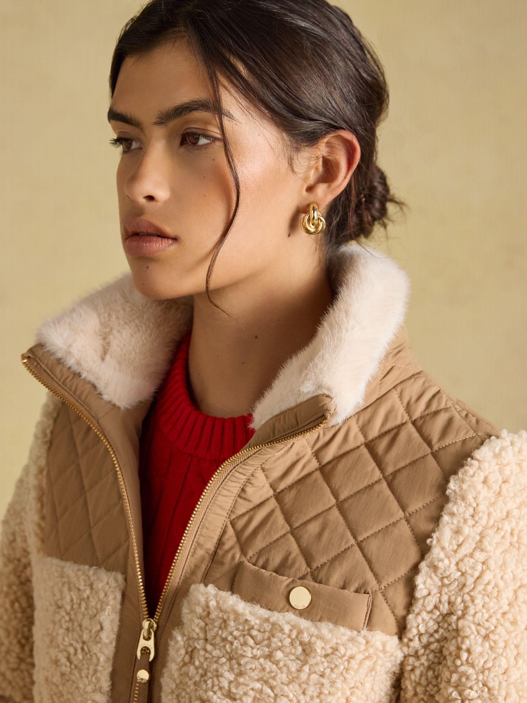 Cream Faux Fur Collared Fleece Jacket - Image 5 of 10