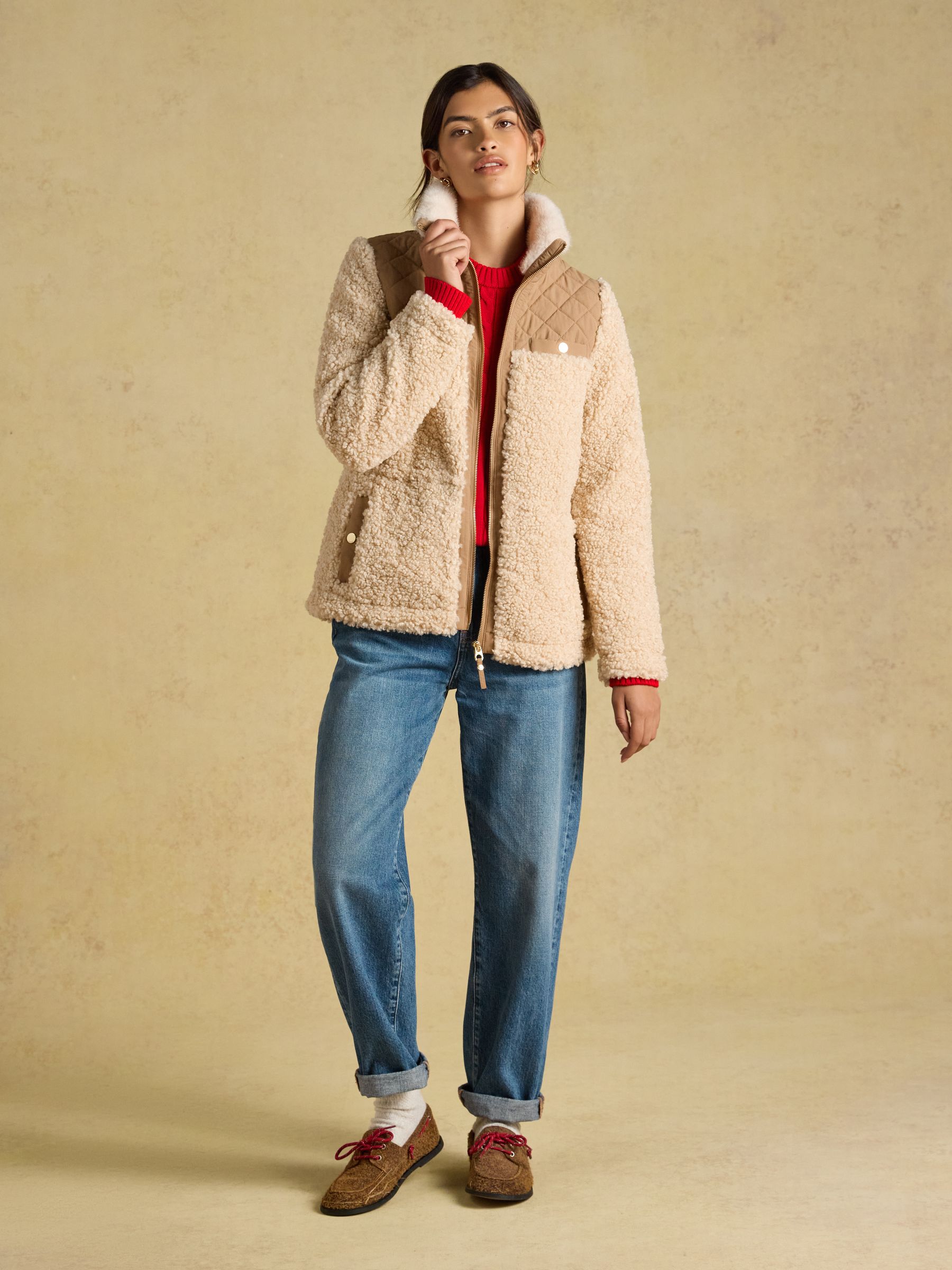 Cream Faux Fur Collared Fleece Jacket - Image 6 of 10