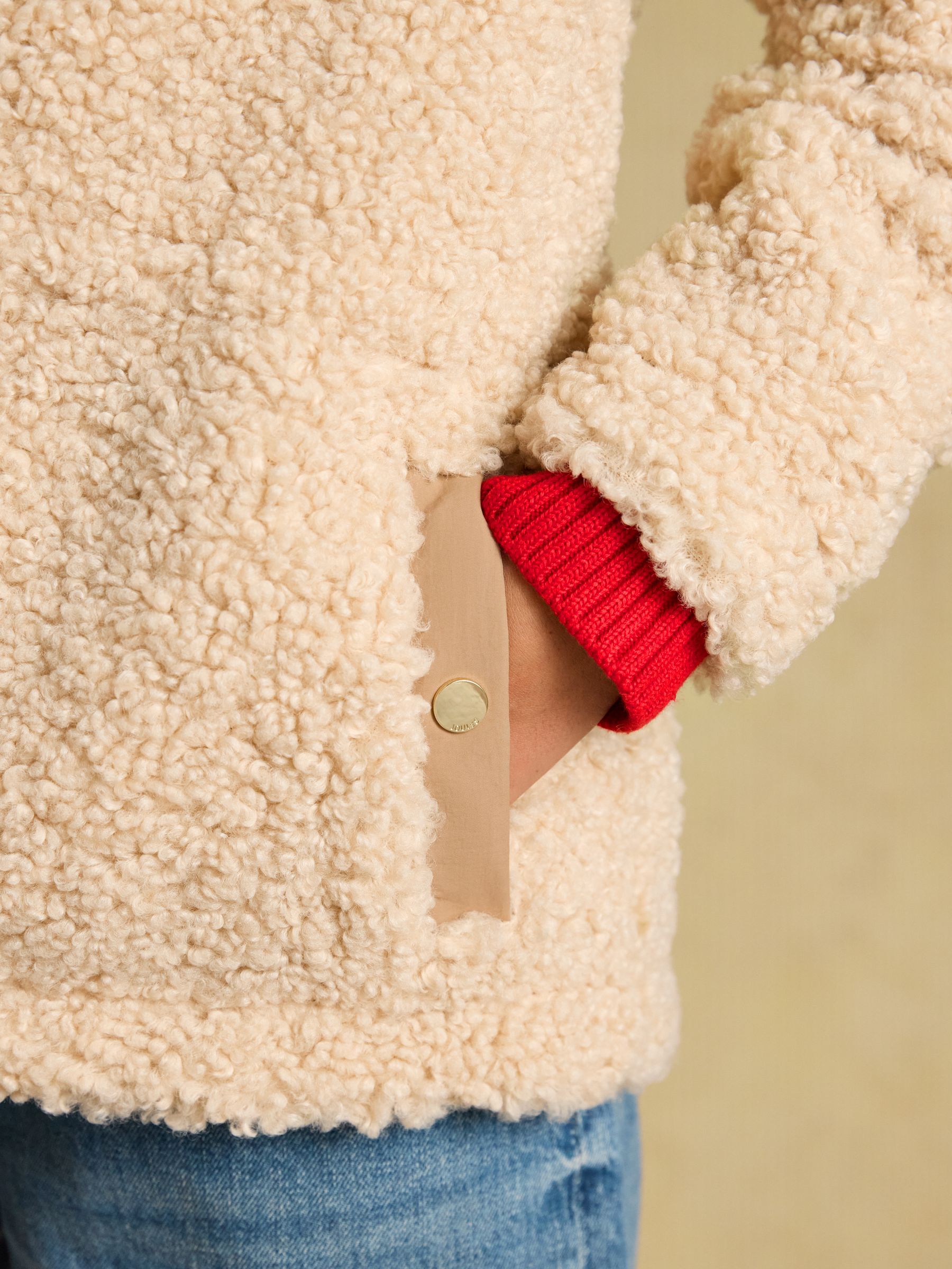 Cream Faux Fur Collared Fleece Jacket - Image 7 of 10
