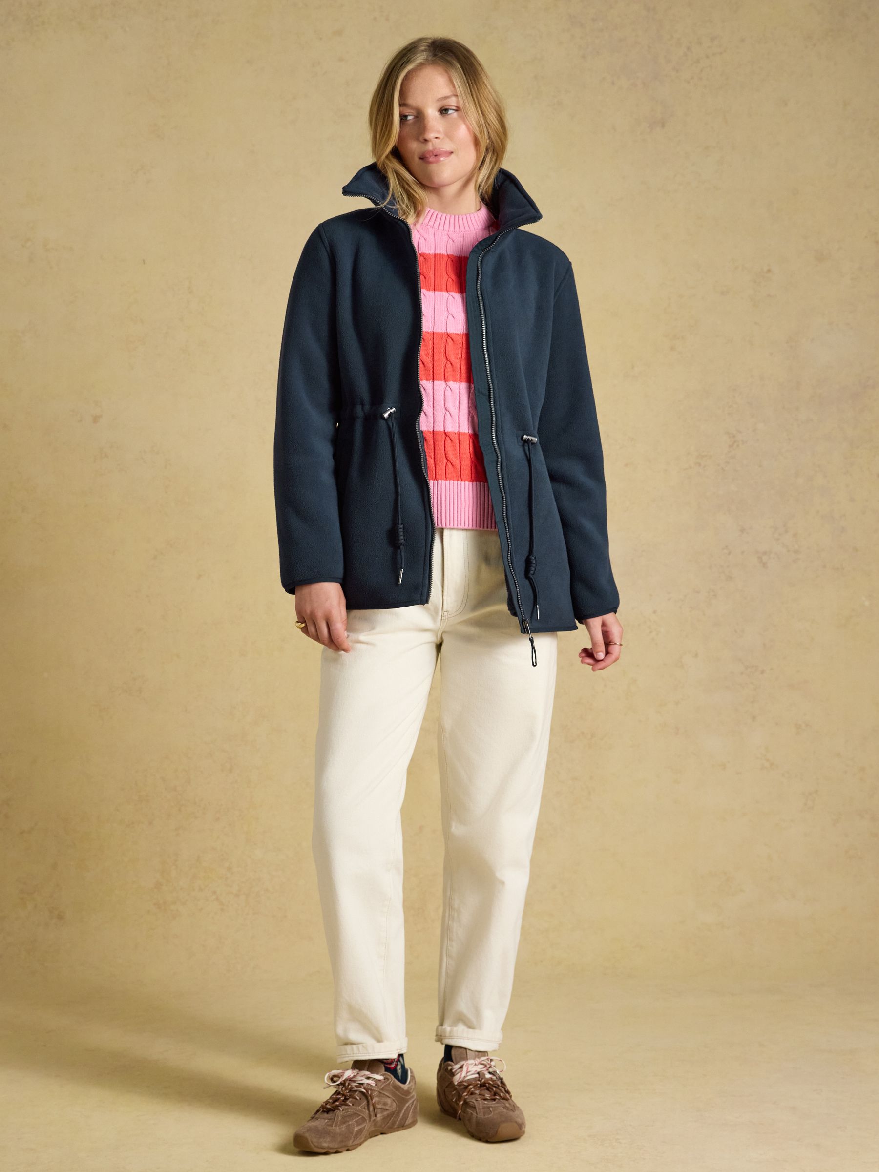 Longline Fleece Navy Funnel Neck Full Zip Fleece Jacket - Image 3 of 10