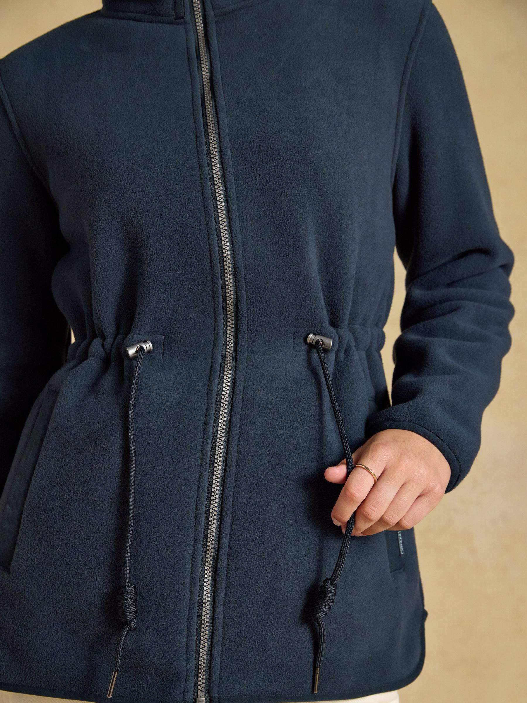 Longline Fleece Navy Funnel Neck Full Zip Fleece Jacket - Image 4 of 10