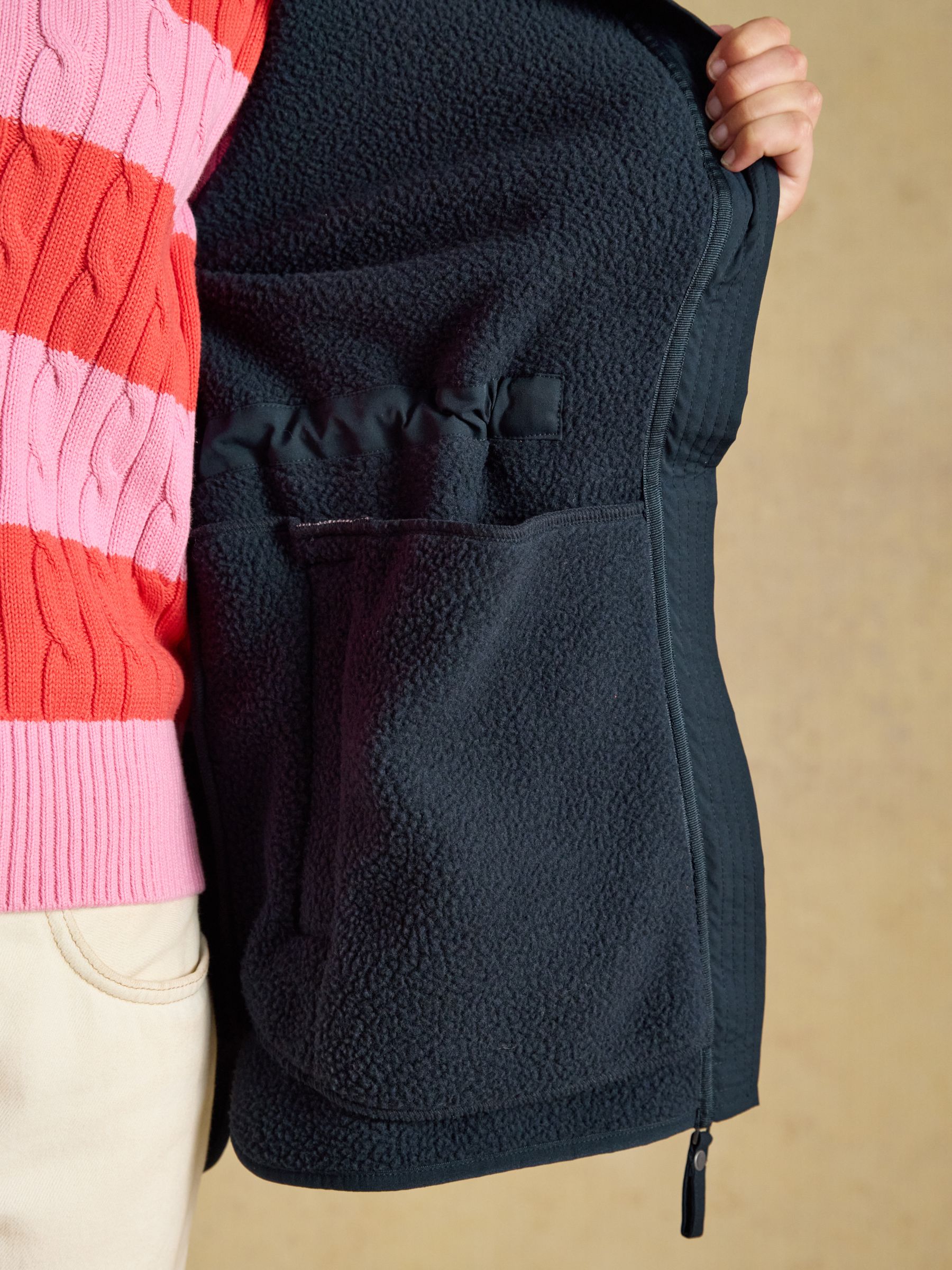 Longline Fleece Navy Funnel Neck Full Zip Fleece Jacket - Image 6 of 10