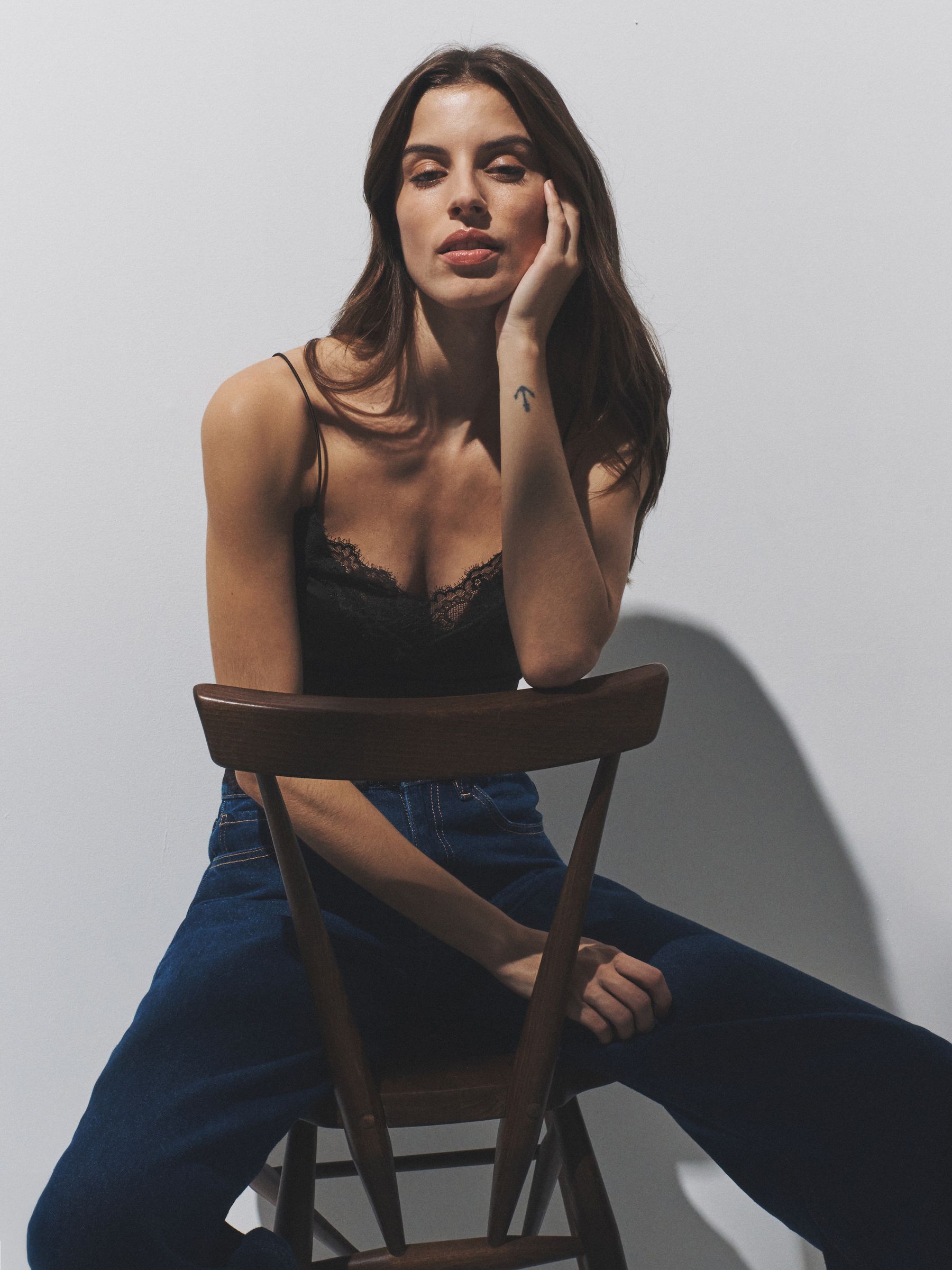 Black/Chocolate Brown/White 3 Pack Lace Camis - Image 4 of 6