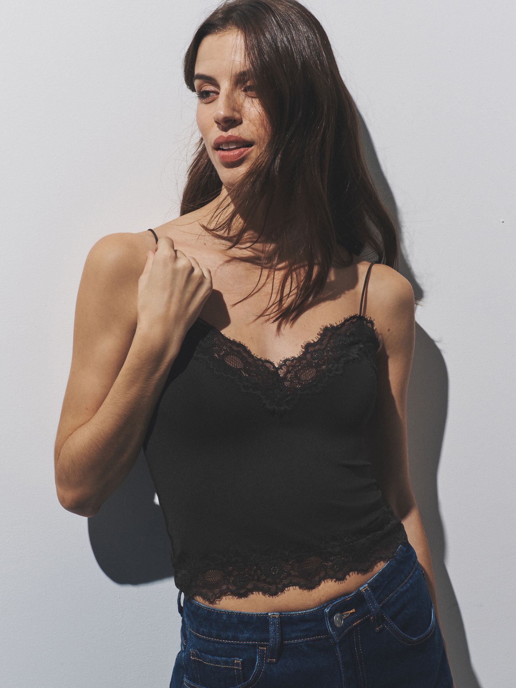 Black/Chocolate Brown/White 3 Pack Lace Camis - Image 6 of 6