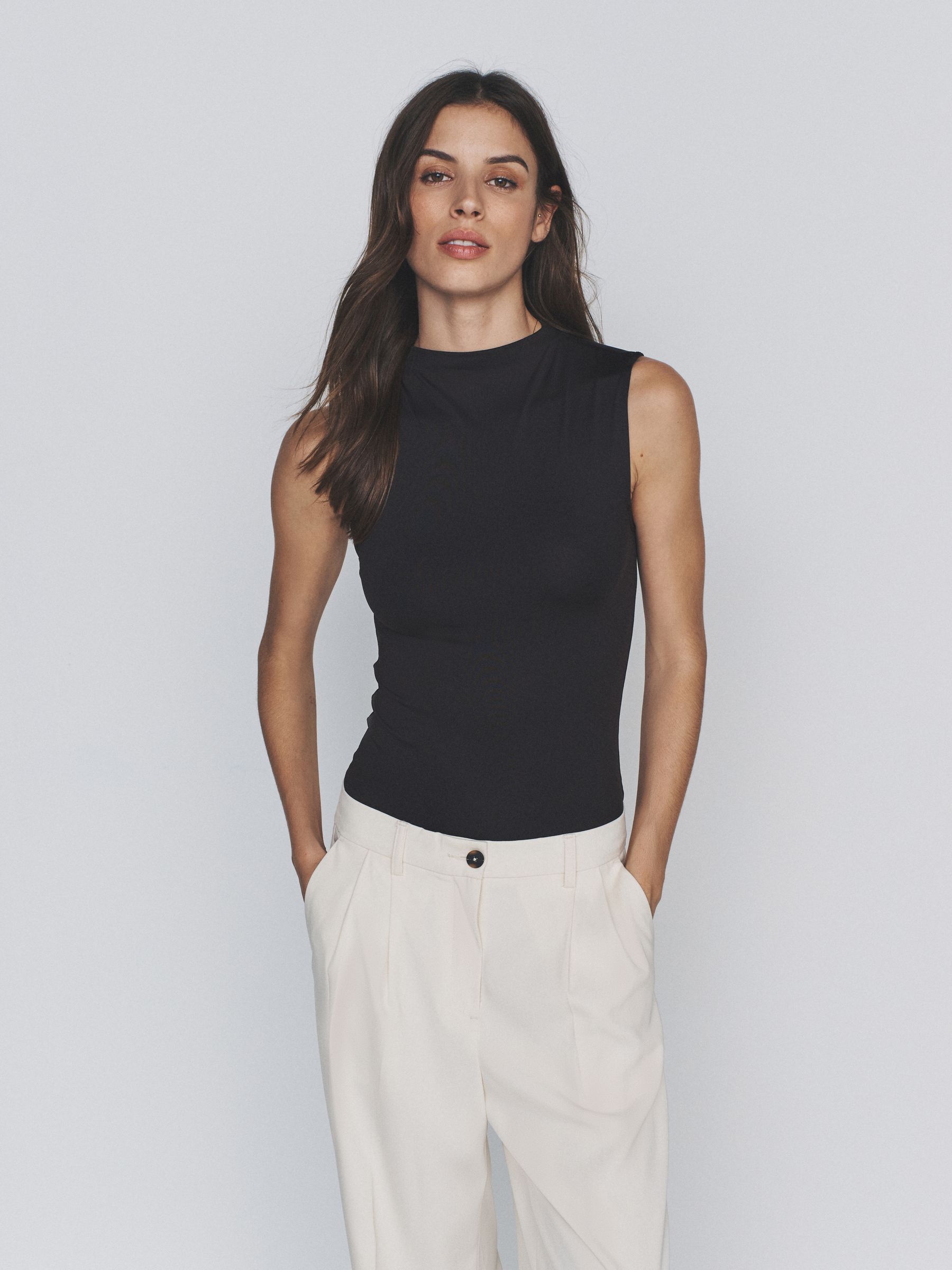 3 Pack Soft Touch High Neck Tops Black/ChocolateBrown/White - Image 1 of 6