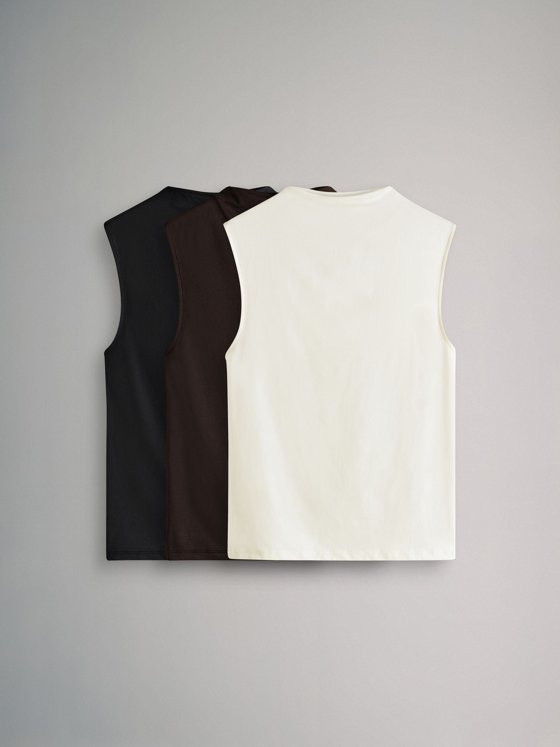 3 Pack Soft Touch High Neck Tops Black/ChocolateBrown/White - Image 2 of 6