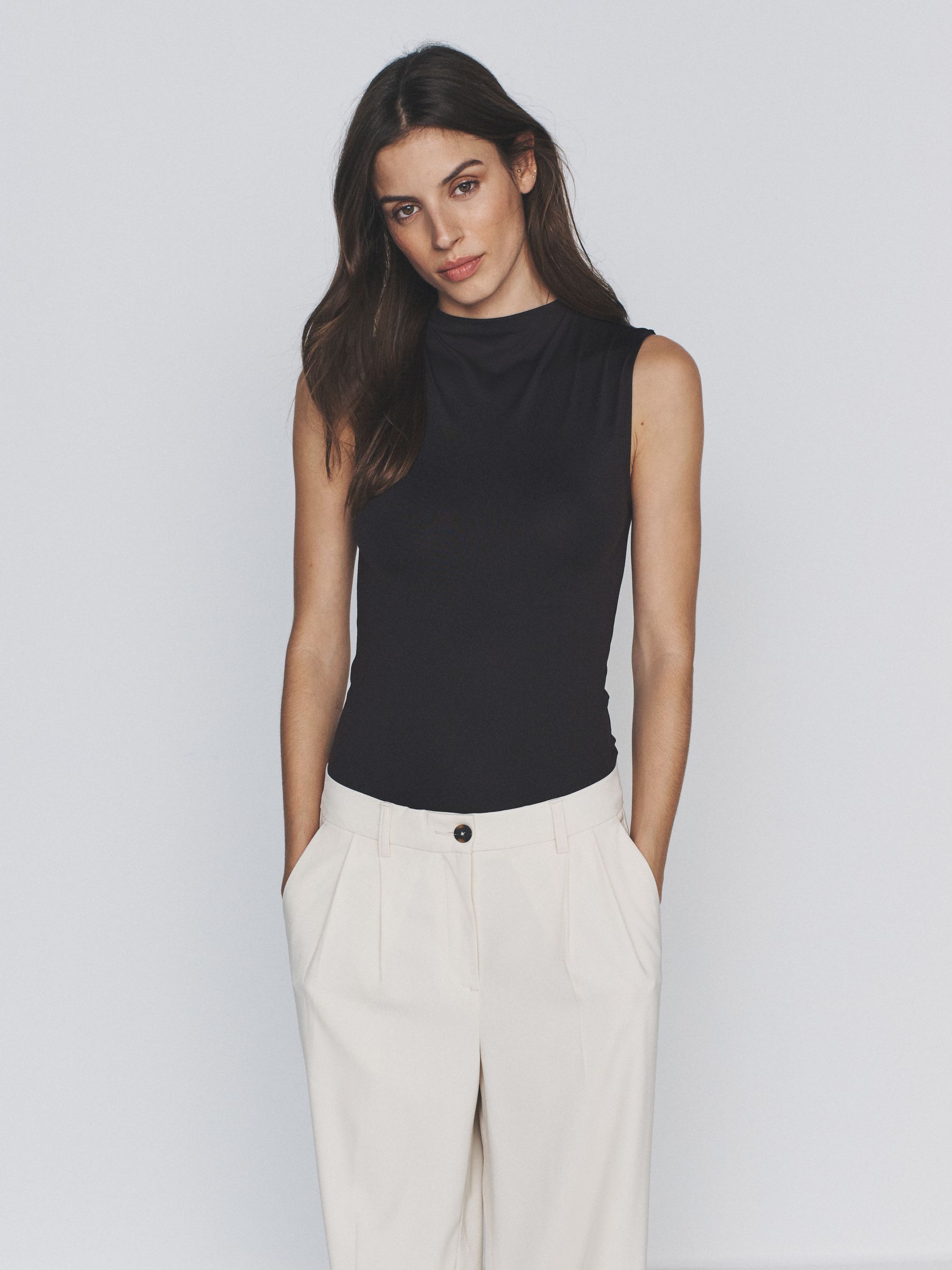 3 Pack Soft Touch High Neck Tops Black/ChocolateBrown/White - Image 3 of 6