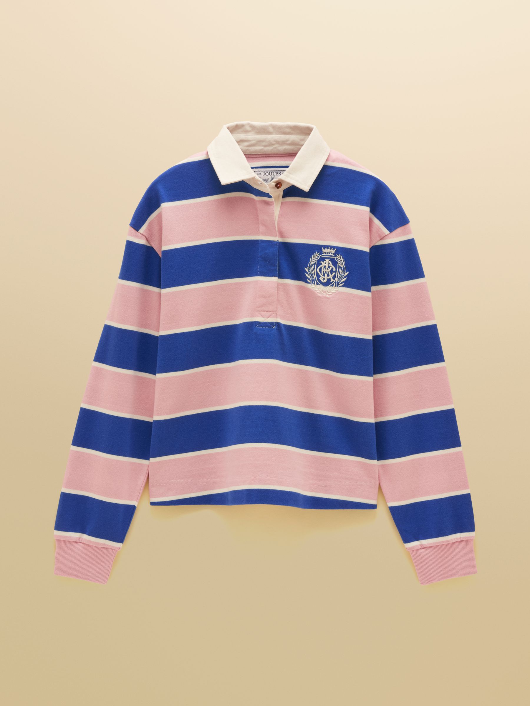 Lara Pink & Blue Striped Cotton Collared Long Sleeve Rugby Shirt - Image 8 of 8