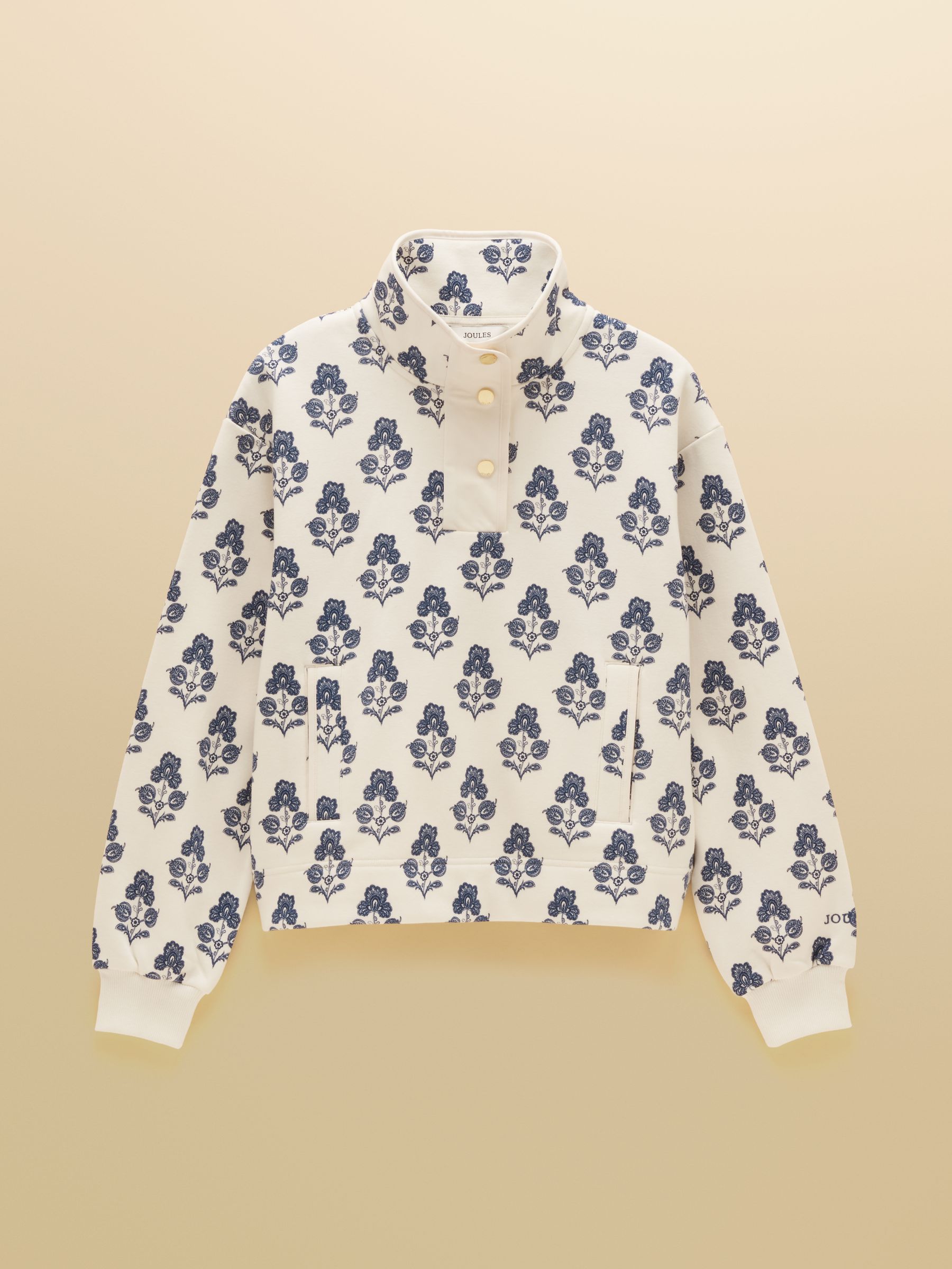 Lulworth Cream Foulade Print Popper Funnel Neck Sweatshirt - Image 9 of 9 Lulworth Cream Foulade Print Popper Funnel Neck Sweatshirt - Image 9 of 9