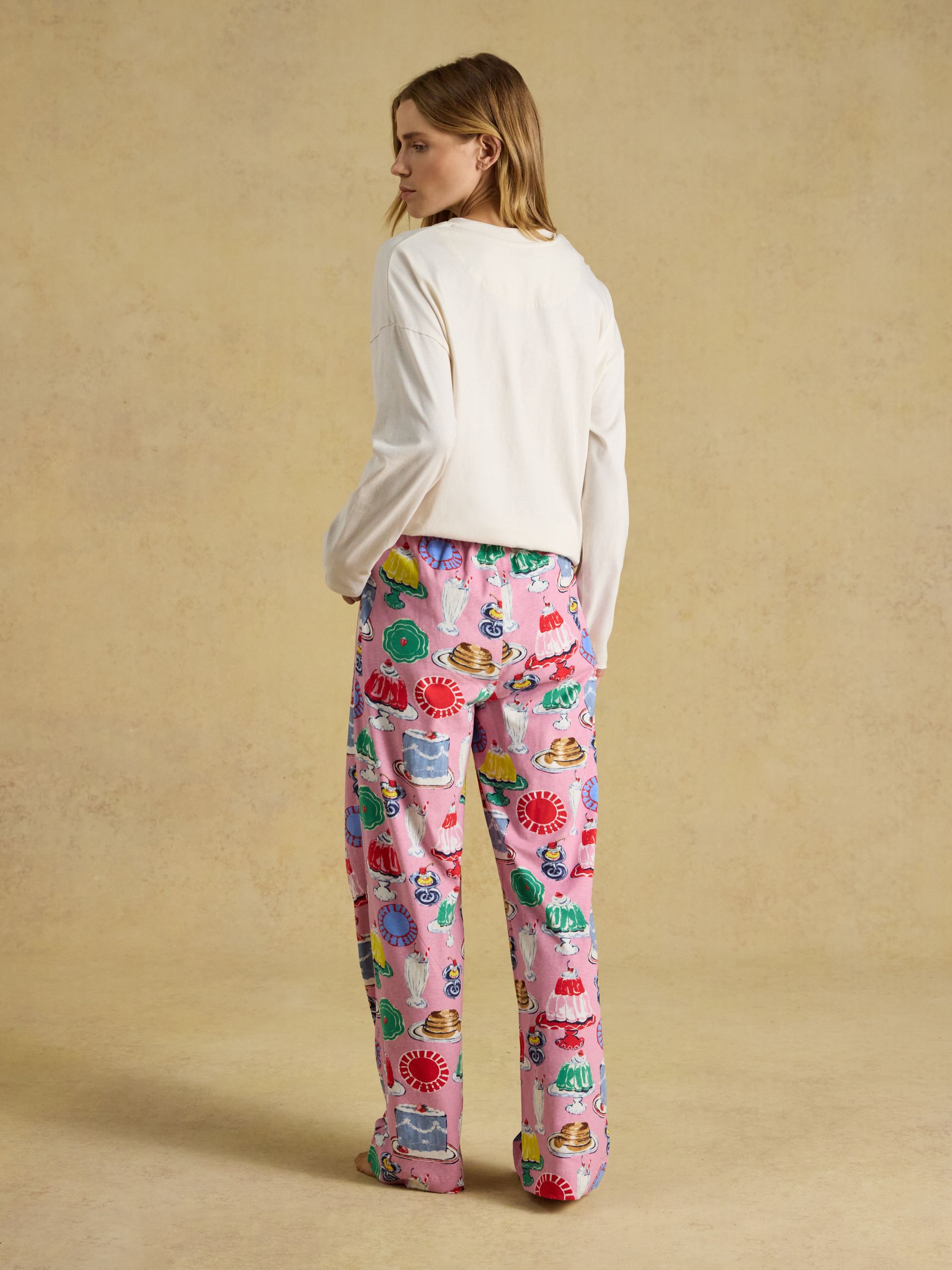 Lyla Cream and Pink Puddings Print Long Sleeve Jersey Cotton Pyjama Set - Image 2 of 7
