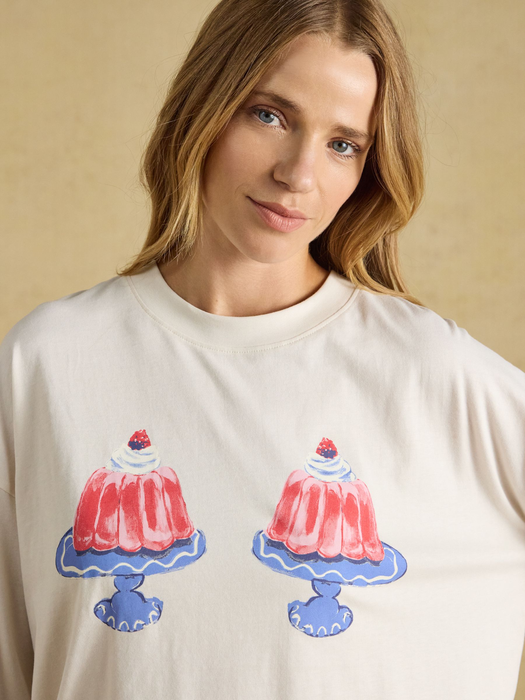 Lyla Cream and Pink Puddings Print Long Sleeve Jersey Cotton Pyjama Set - Image 5 of 7